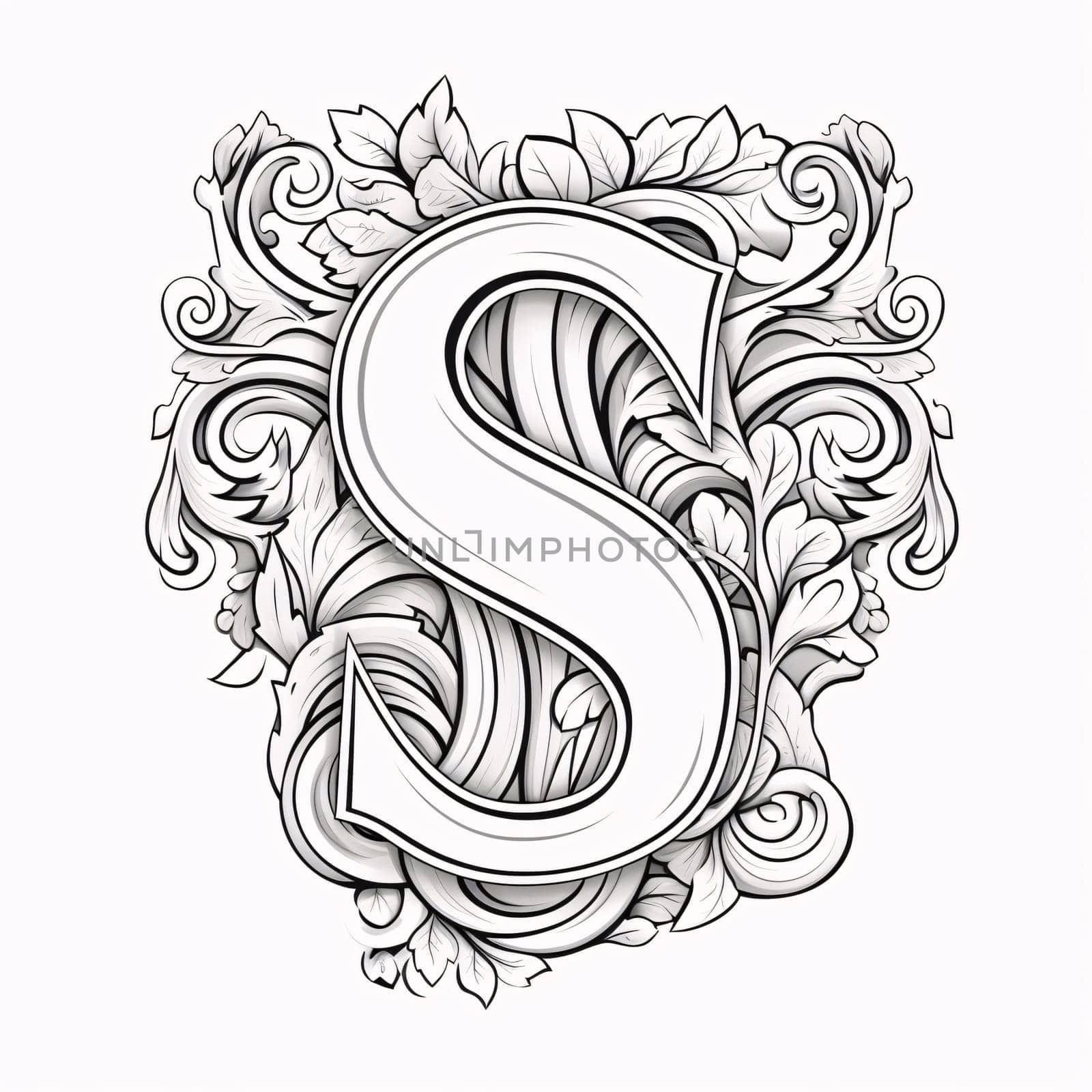 The letter S in the style of Baroque. Vector illustration by ThemesS