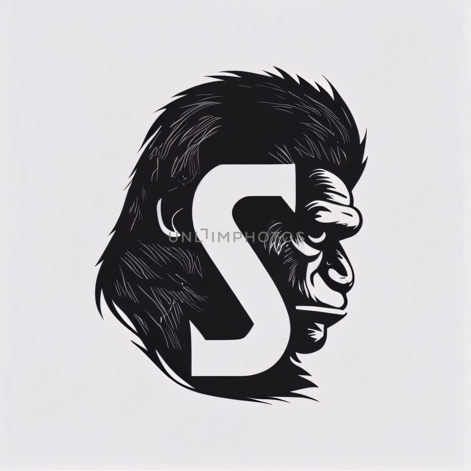 Gorilla head with letter S, vector illustration, eps10 by ThemesS