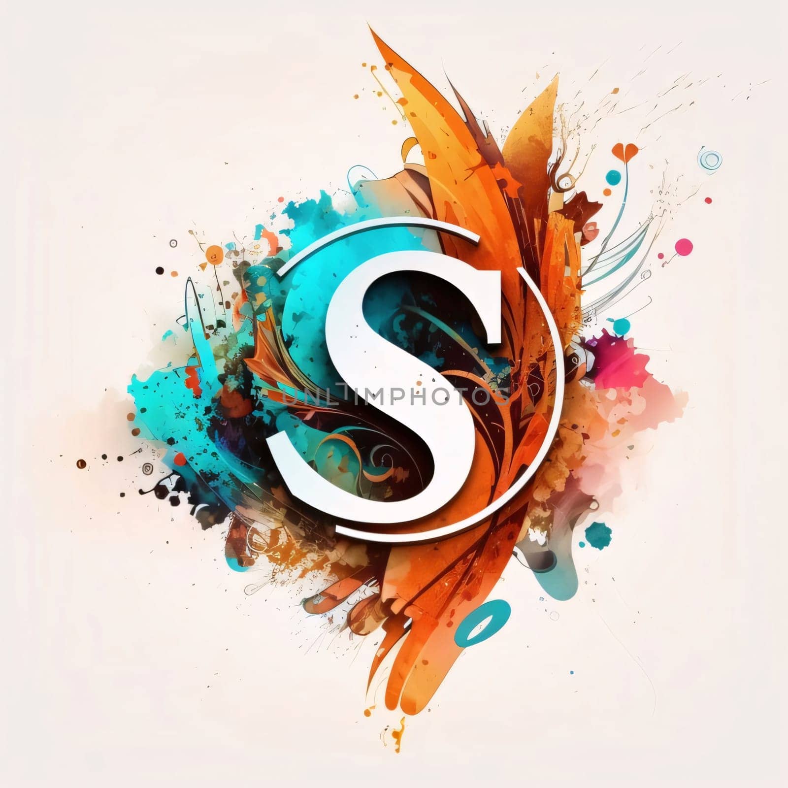 Vector illustration of letter S in grunge style with colorful splashes by ThemesS