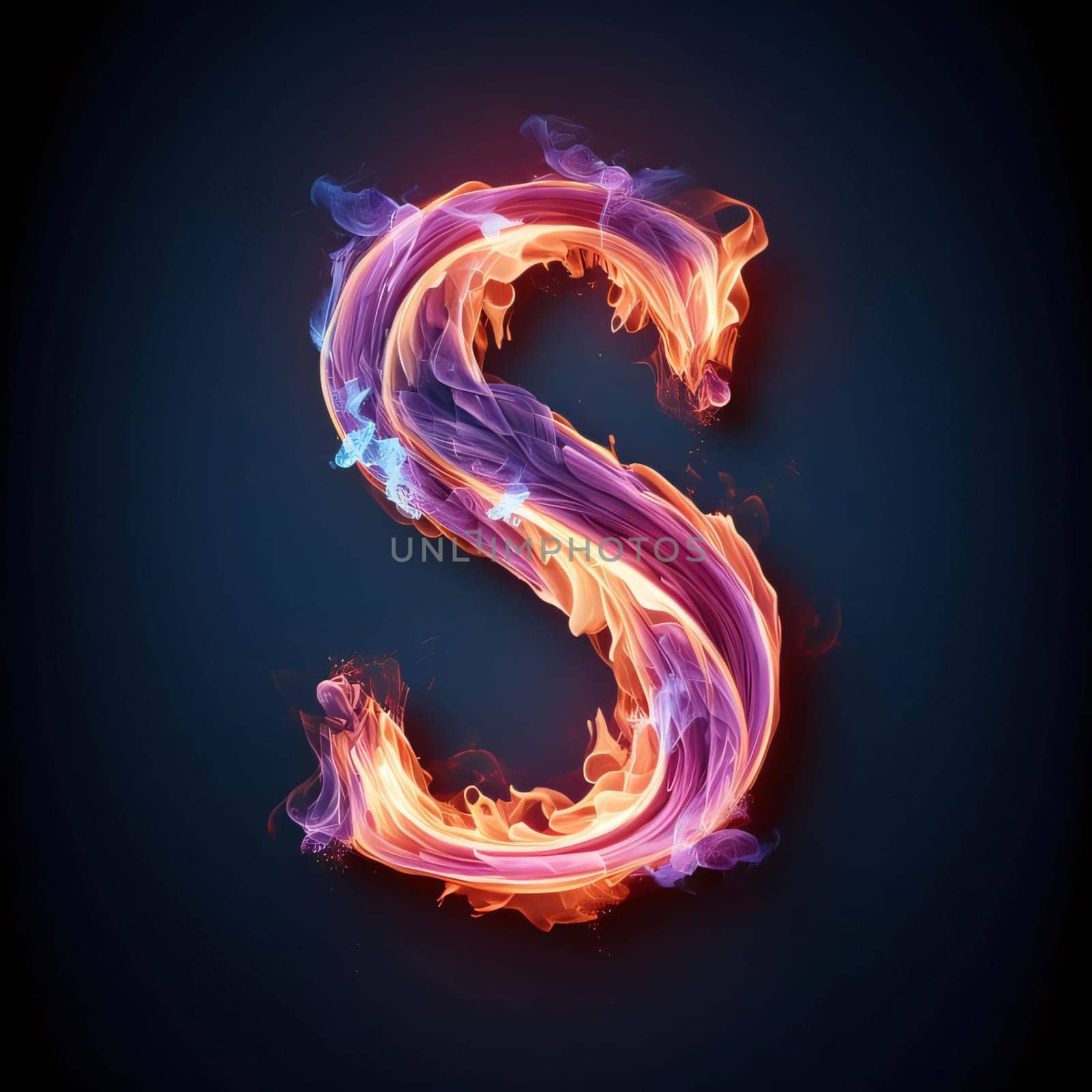 Graphic alphabet letters: Letter S in the form of a burning fire font. Vector illustration