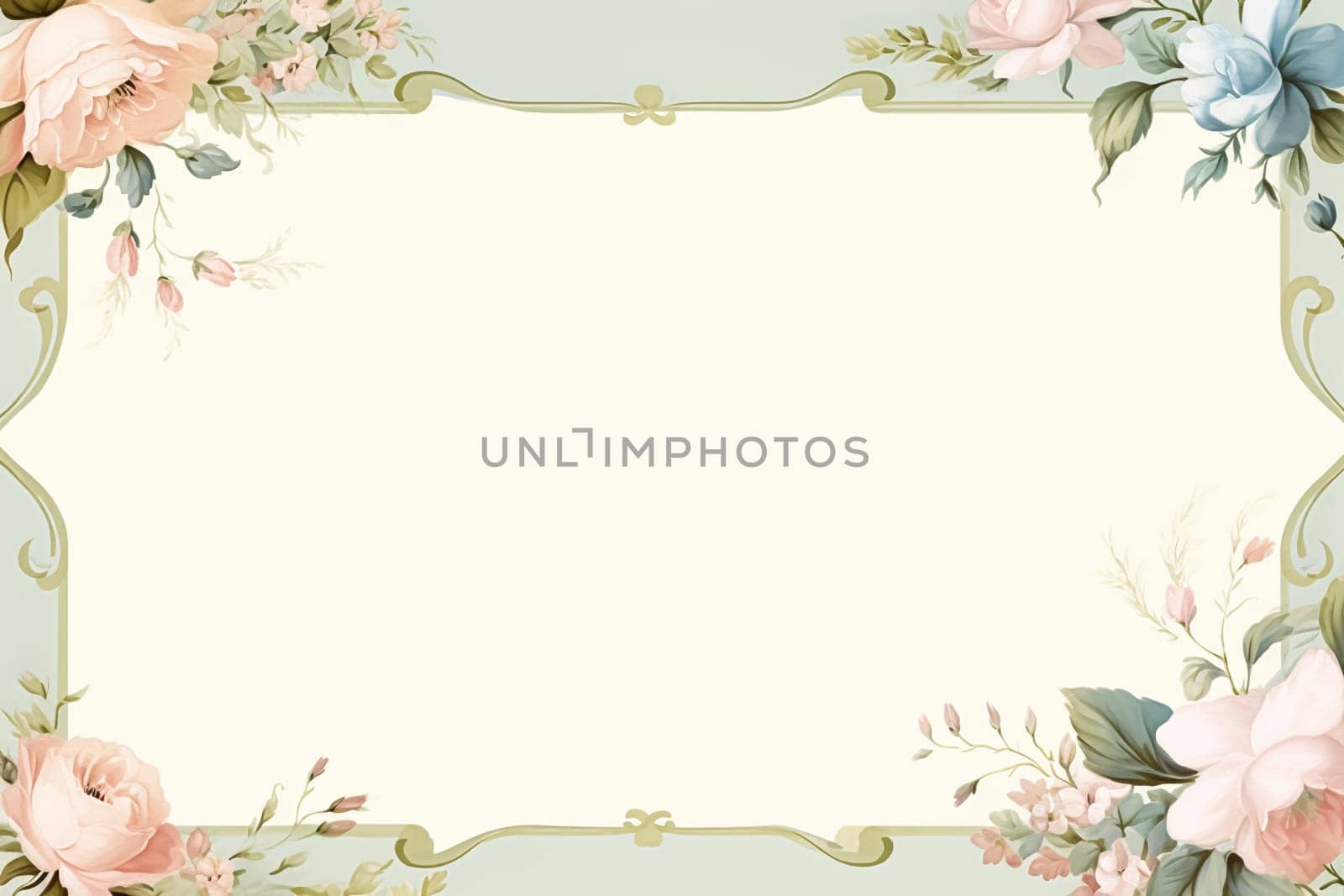 Blank vintage floral paper background for printable digital paper, art stationery and greeting card illustration by Anneleven