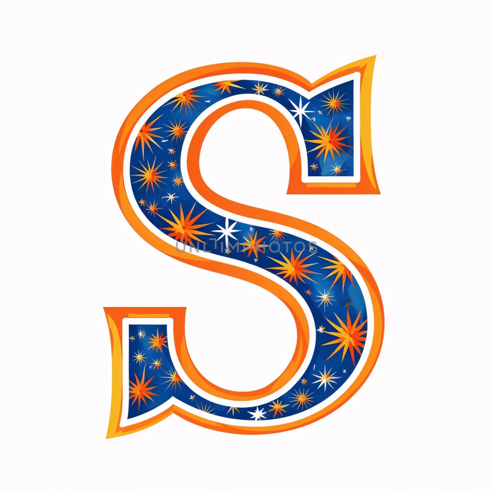 Alphabet letter S with starry sky pattern. Vector illustration. by ThemesS