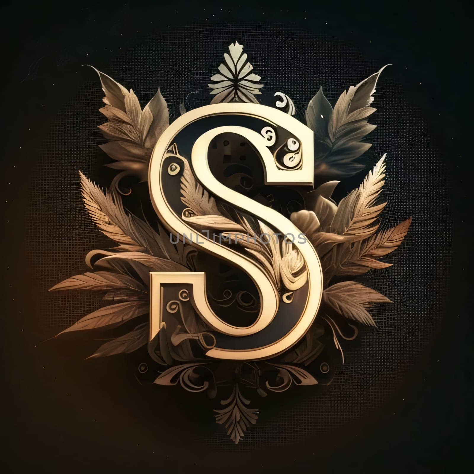 Decorative letter S with floral ornament. Vintage style, vector illustration. by ThemesS