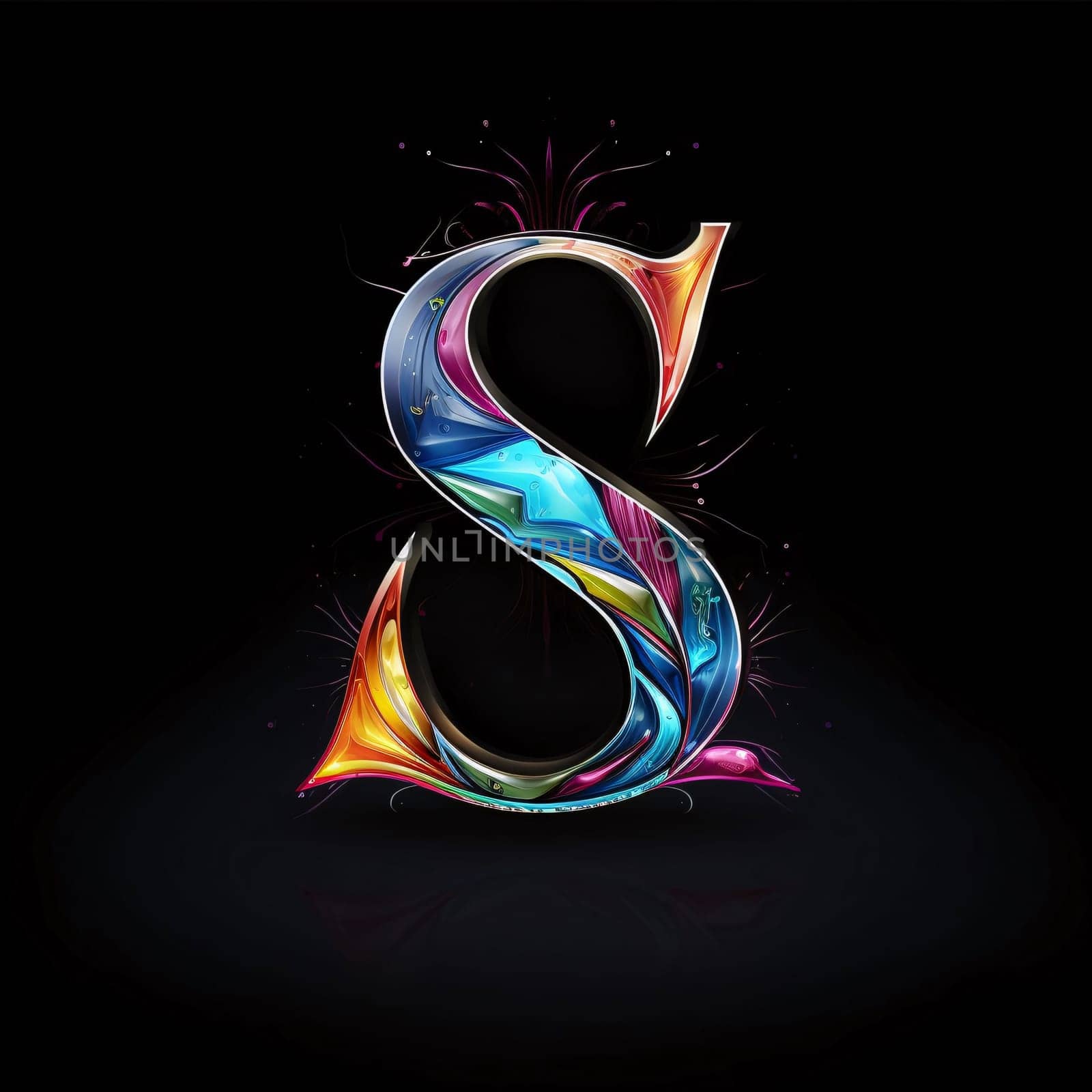 Colorful 3d letter S on black background. Vector illustration. by ThemesS