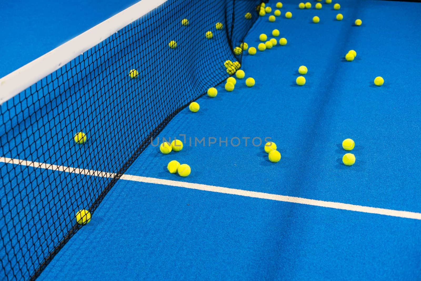 Tennis balls fall over on the tennis playground. High quality photo