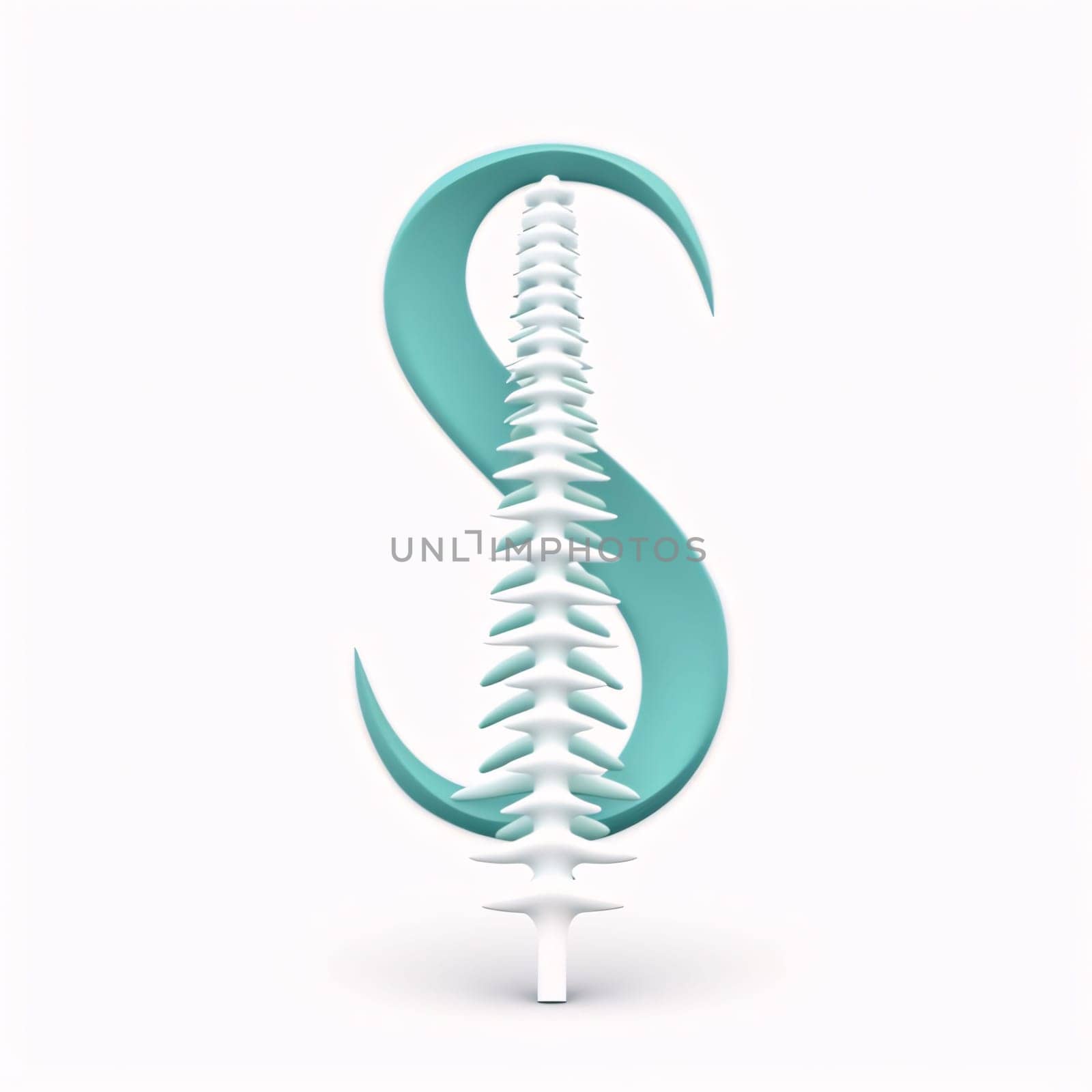 Graphic alphabet letters: X-ray of human spine on white background. Vector illustration.