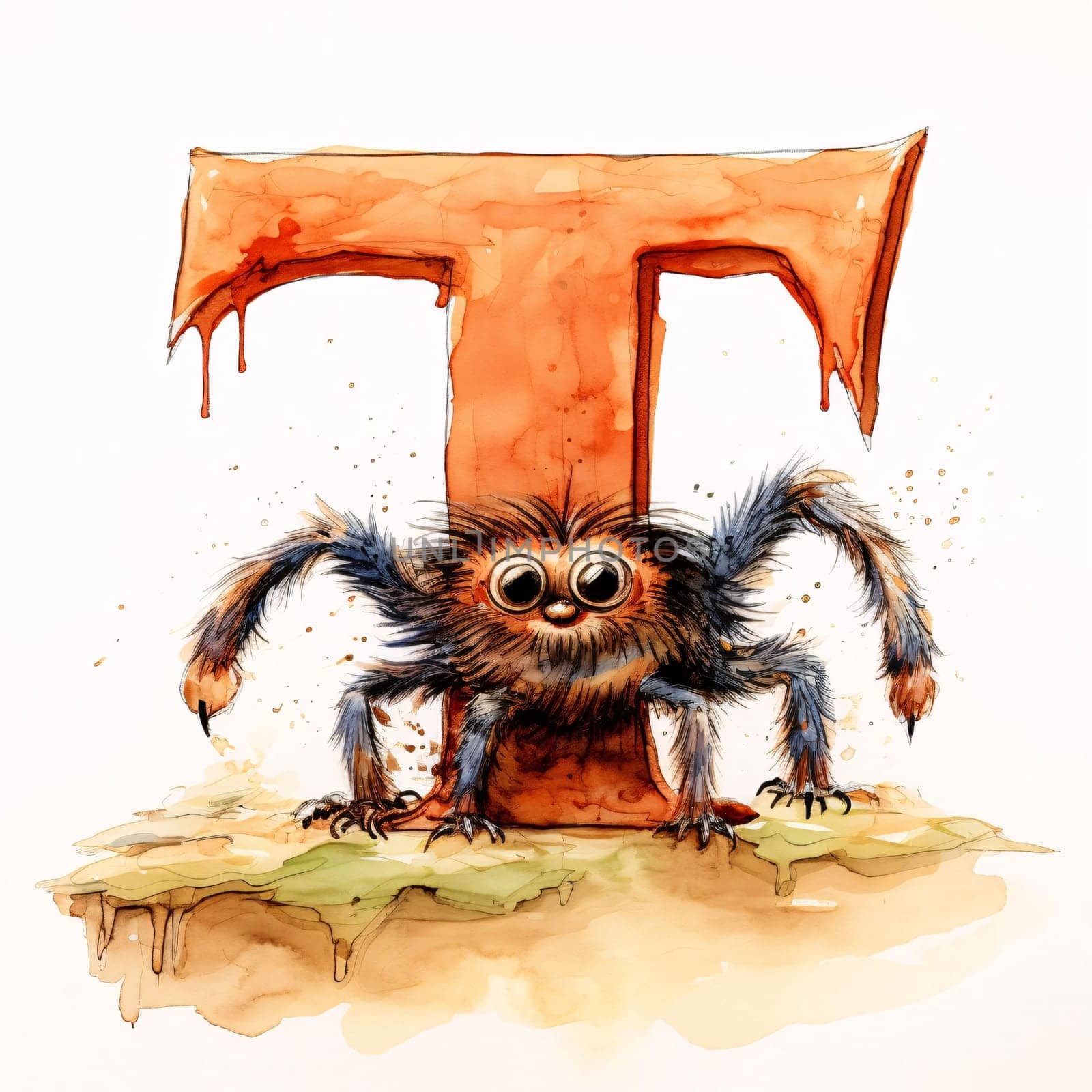 jumping spider in the letter T, vector illustration, eps10 by ThemesS