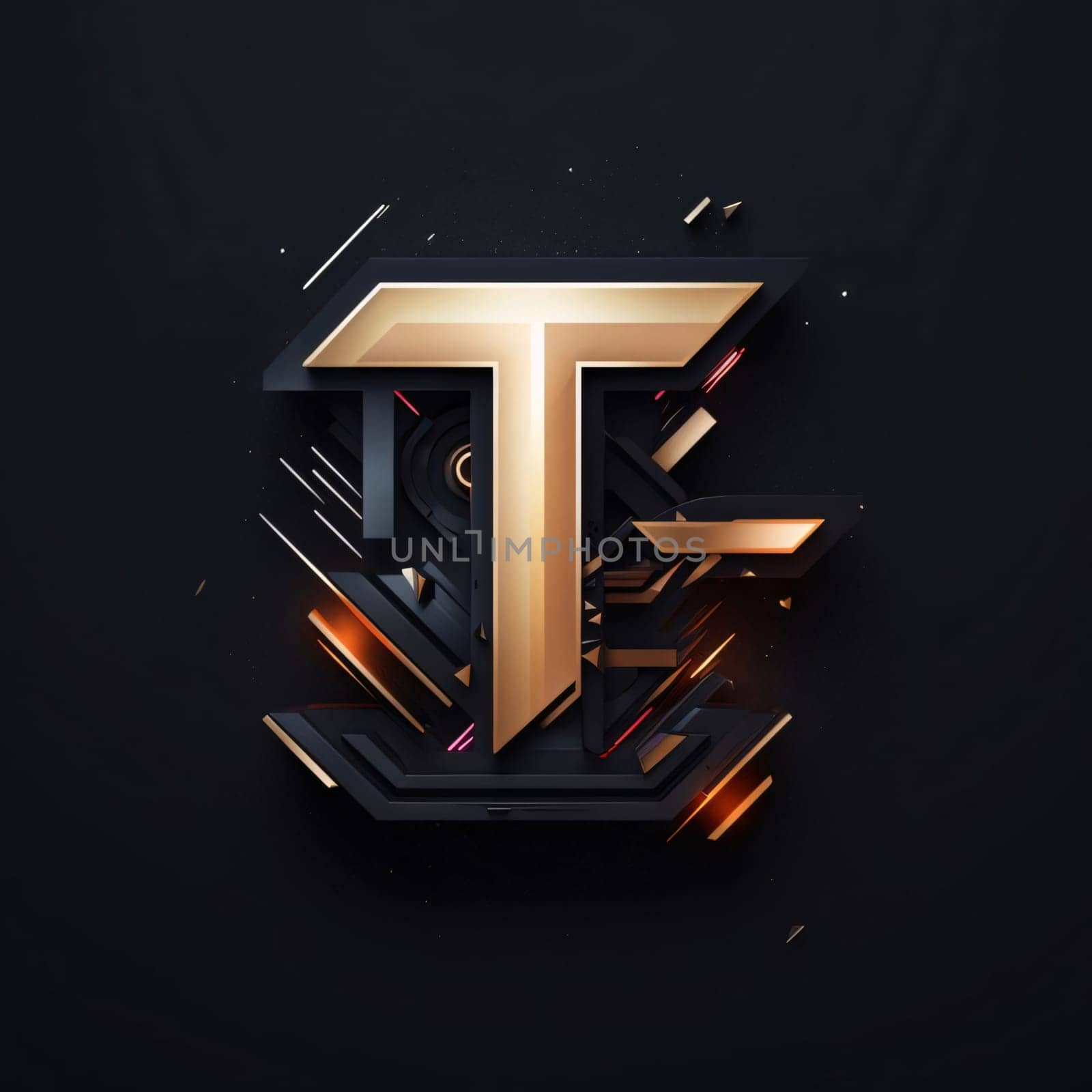Vector illustration of letter T in 3d style on black background. by ThemesS