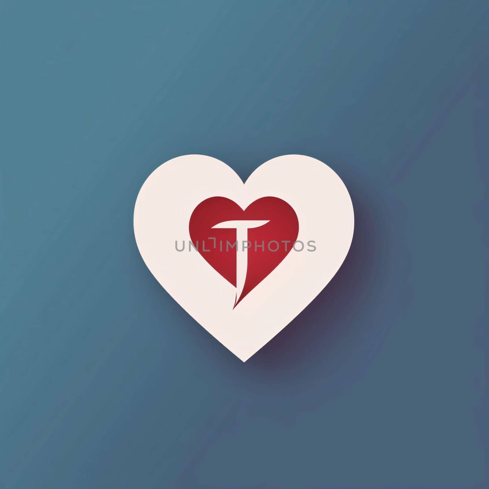 T letter symbol,heart design on blue background,clean vector. by ThemesS