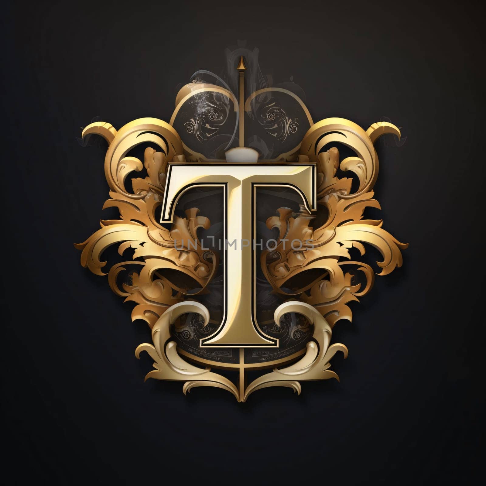 Illustration of the letter T in the style of baroque by ThemesS