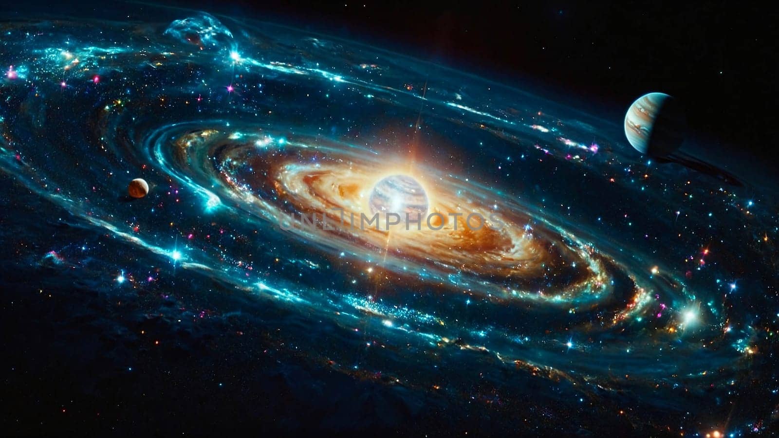 Rotating spiral galaxy. deep space exploration. star fields and nebulas in space the universe