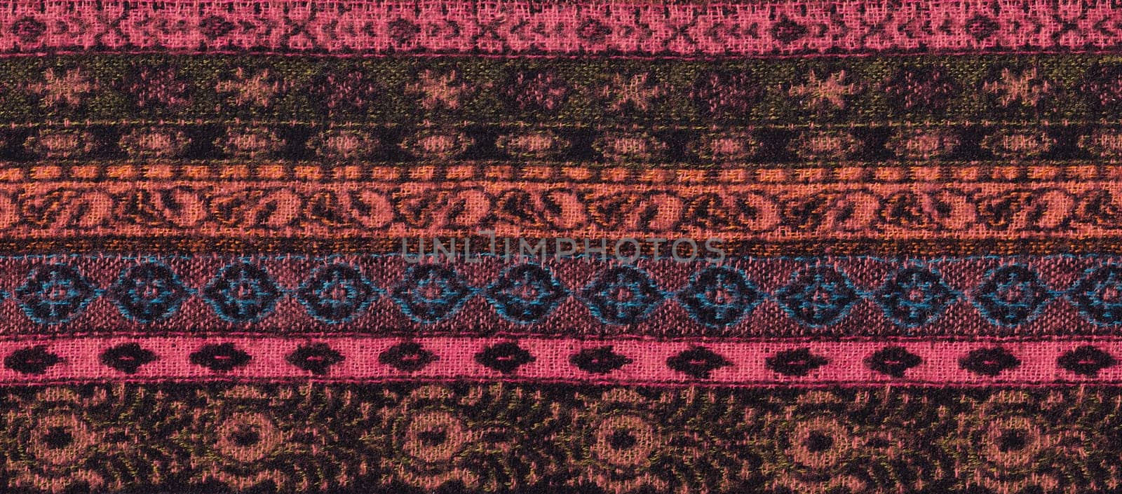 Nepalese textile background. Woven ethnic fabric