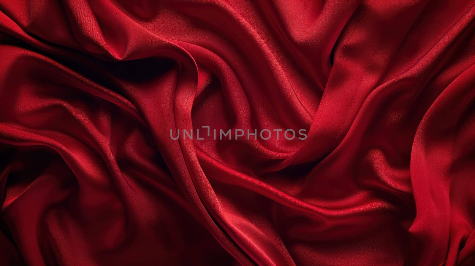 Red satin fabric folds texture close up for fashion and beauty background design concept by Vichizh