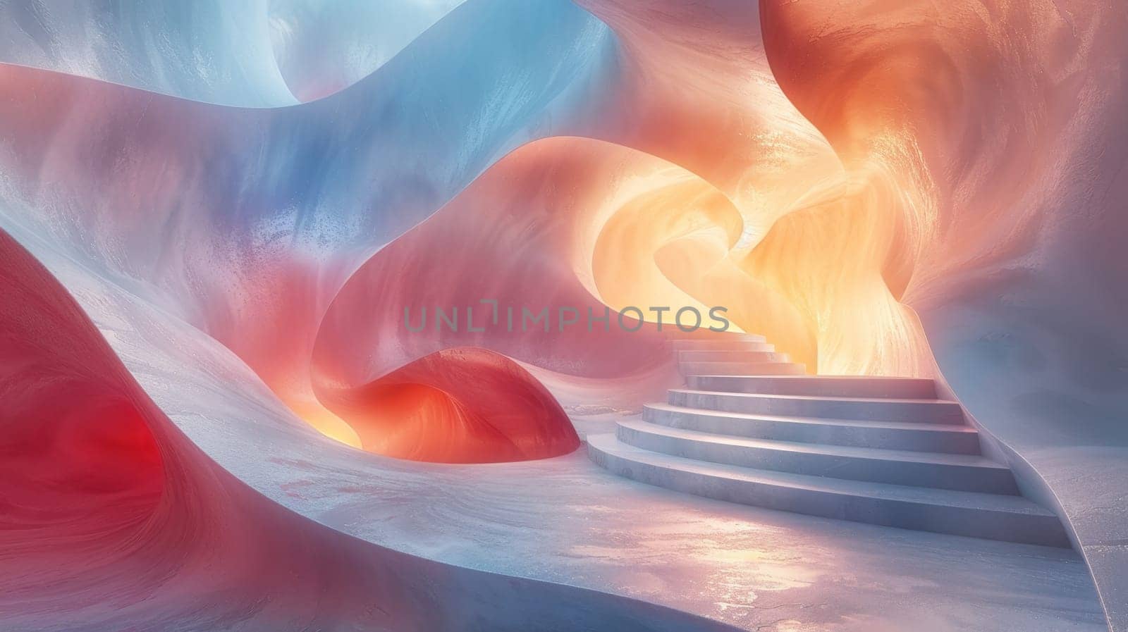 Stylish abstract 3D background with smooth wavy lines. Illustration by Lobachad