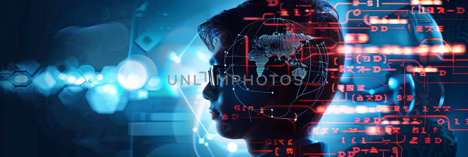 A man is standing in front of a computer screen, engaging in online education and training for personal development. This image represents the concept of EdTech and e-learning. Generative AI by AnatoliiFoto