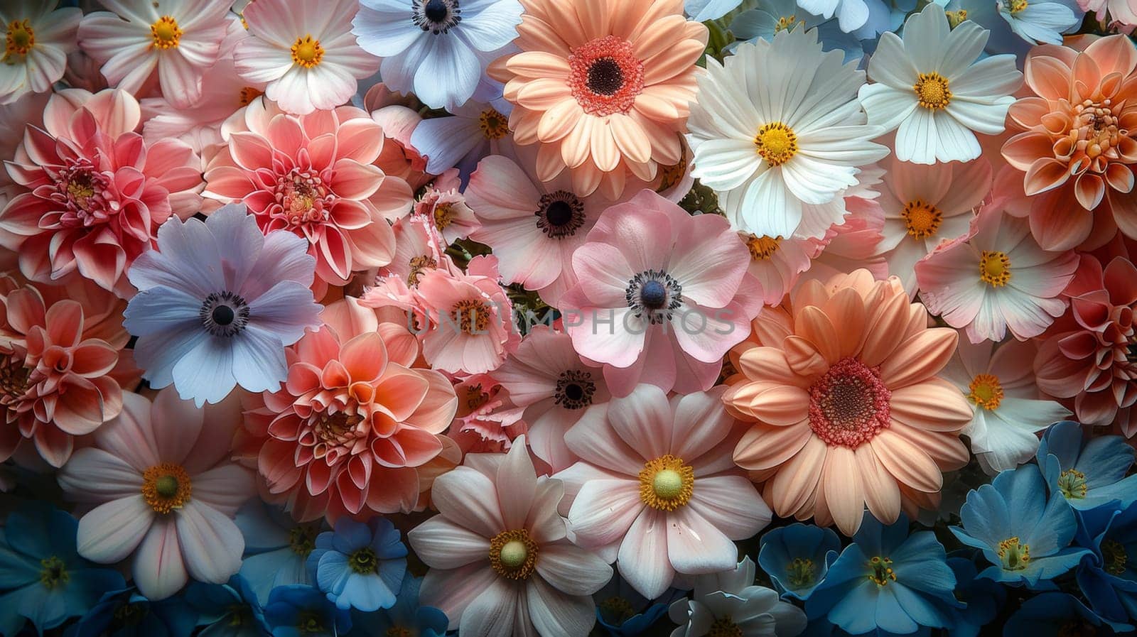 Close-up of bright colorful flowers. Background of flowers.
