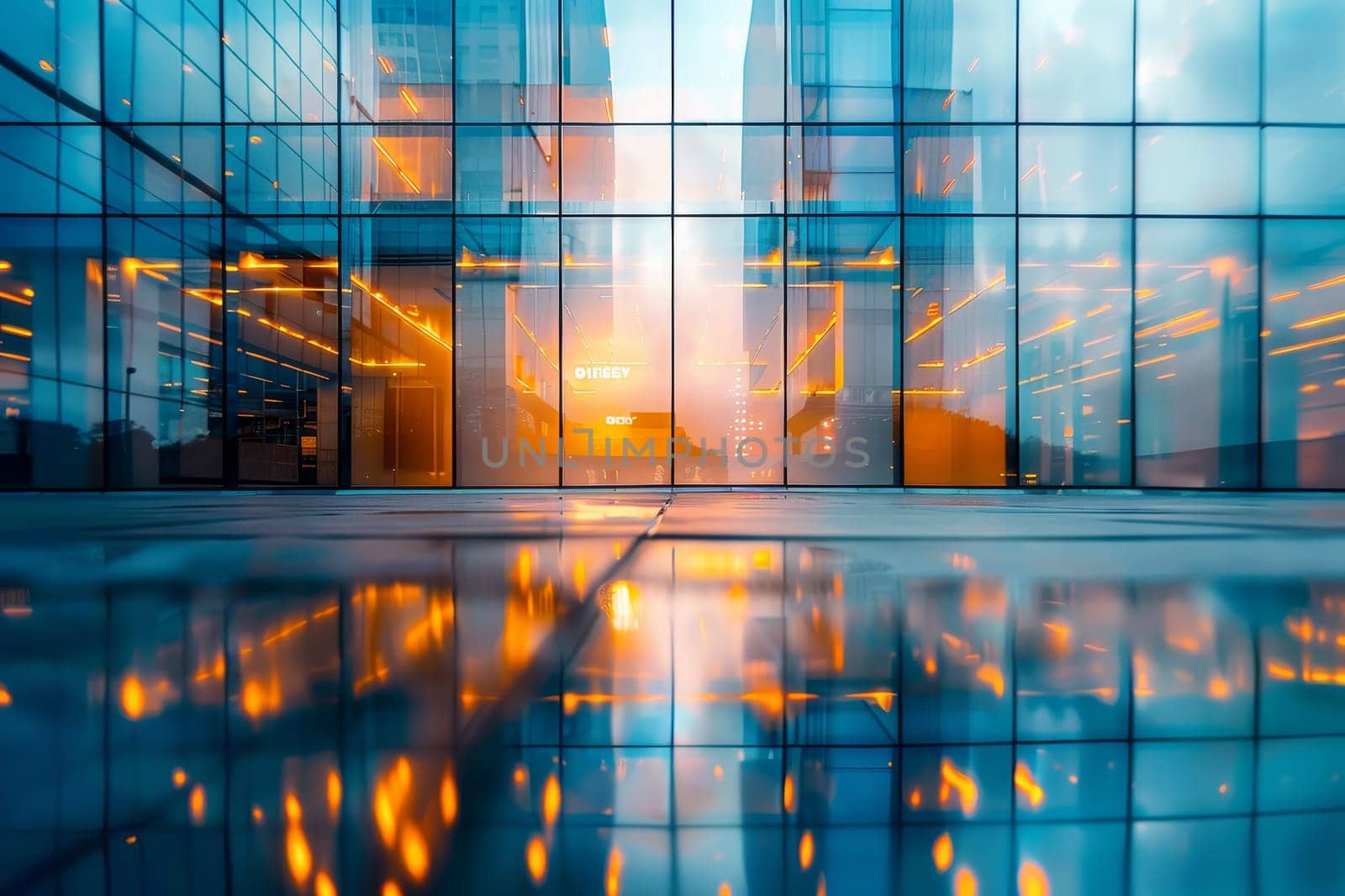 business concepts, Blurred glass wall of a office building. by Manastrong