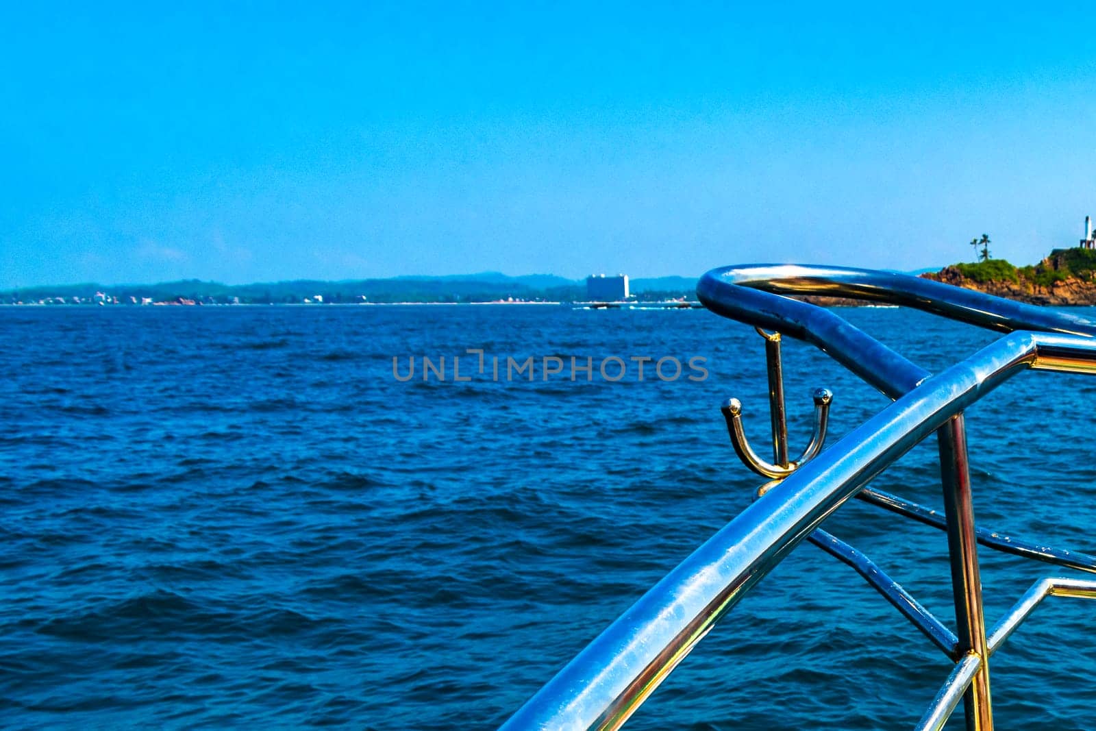 Boat trip catamaran ship tour blue whale people Sri Lanka. by Arkadij