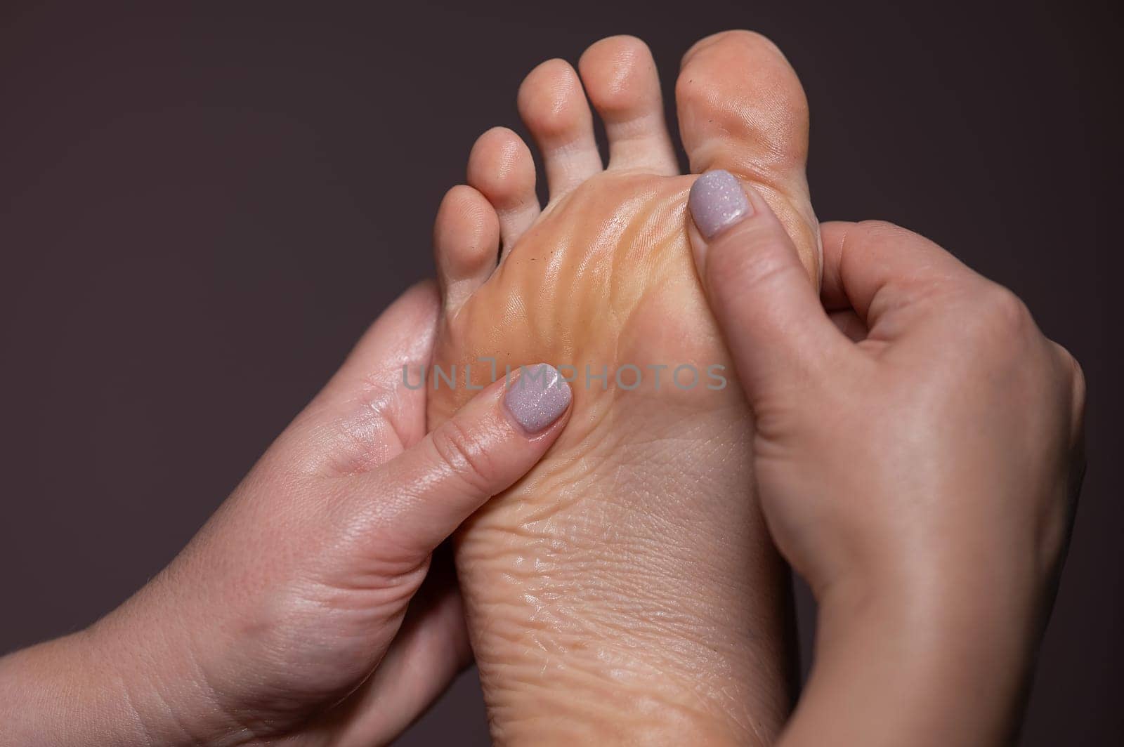 Close-up of a woman's foot massage