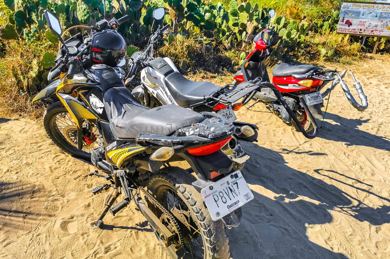 Scooters Motorcycles Motorbikes Outdoor in Puerto Escondido Mexico. by Arkadij