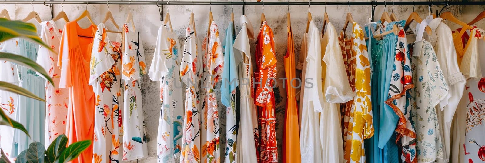 Fashionable scarves neatly organized and displayed on a wall rack in a womens closet.
