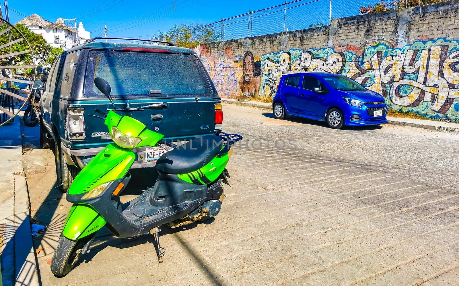 Scooters Motorcycles Motorbikes Outdoor in Zicatela Puerto Escondido Oaxaca Mexico.