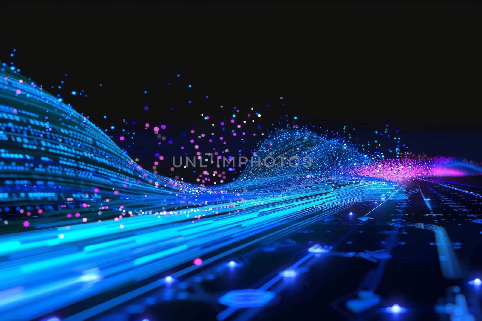 Digital transfer big data on internet. futuristic digital technology by itchaznong