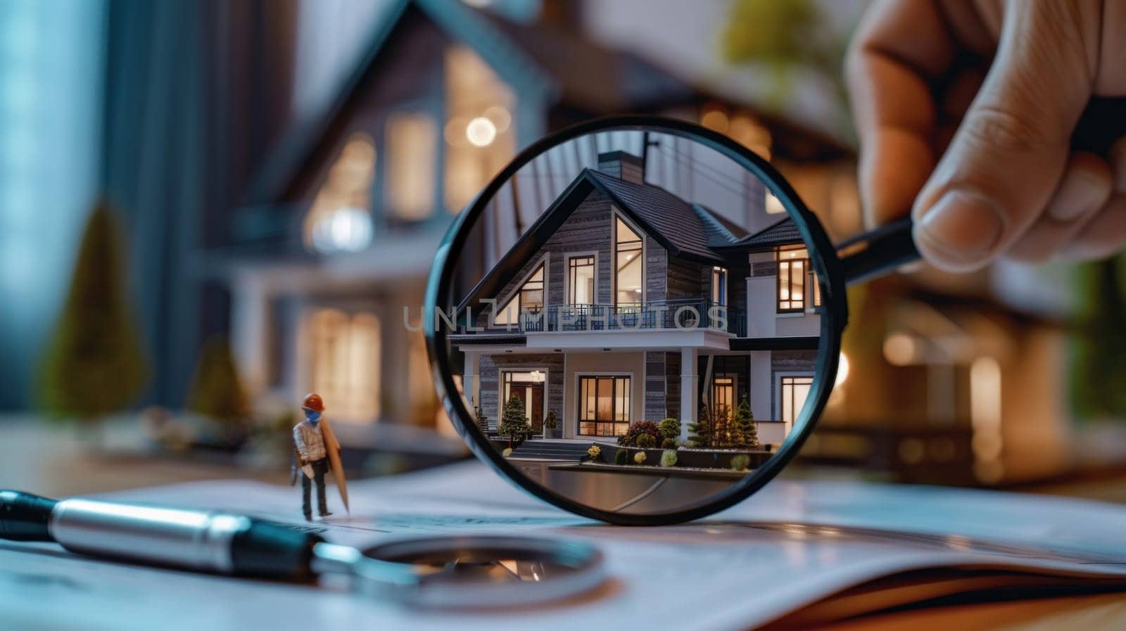 A house is shown with a magnifying glass on top of it.