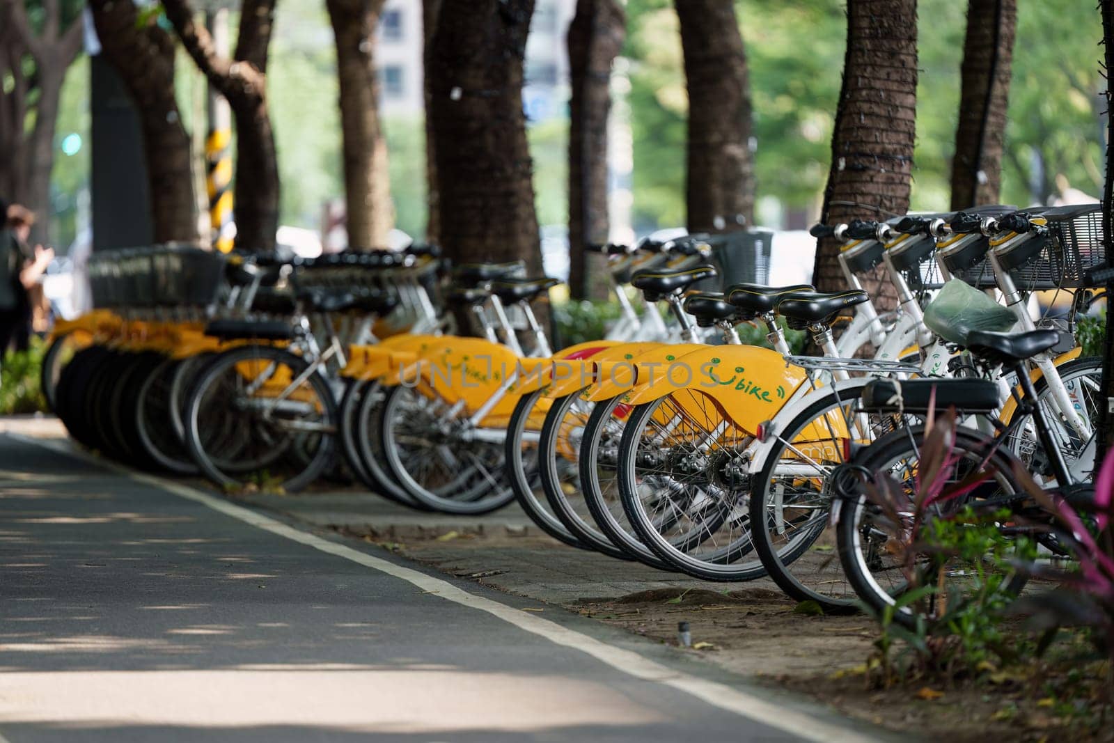 TAIWAN, TAIPEI - May 01 2024: Ubike the popular sharing rental bicycle system.