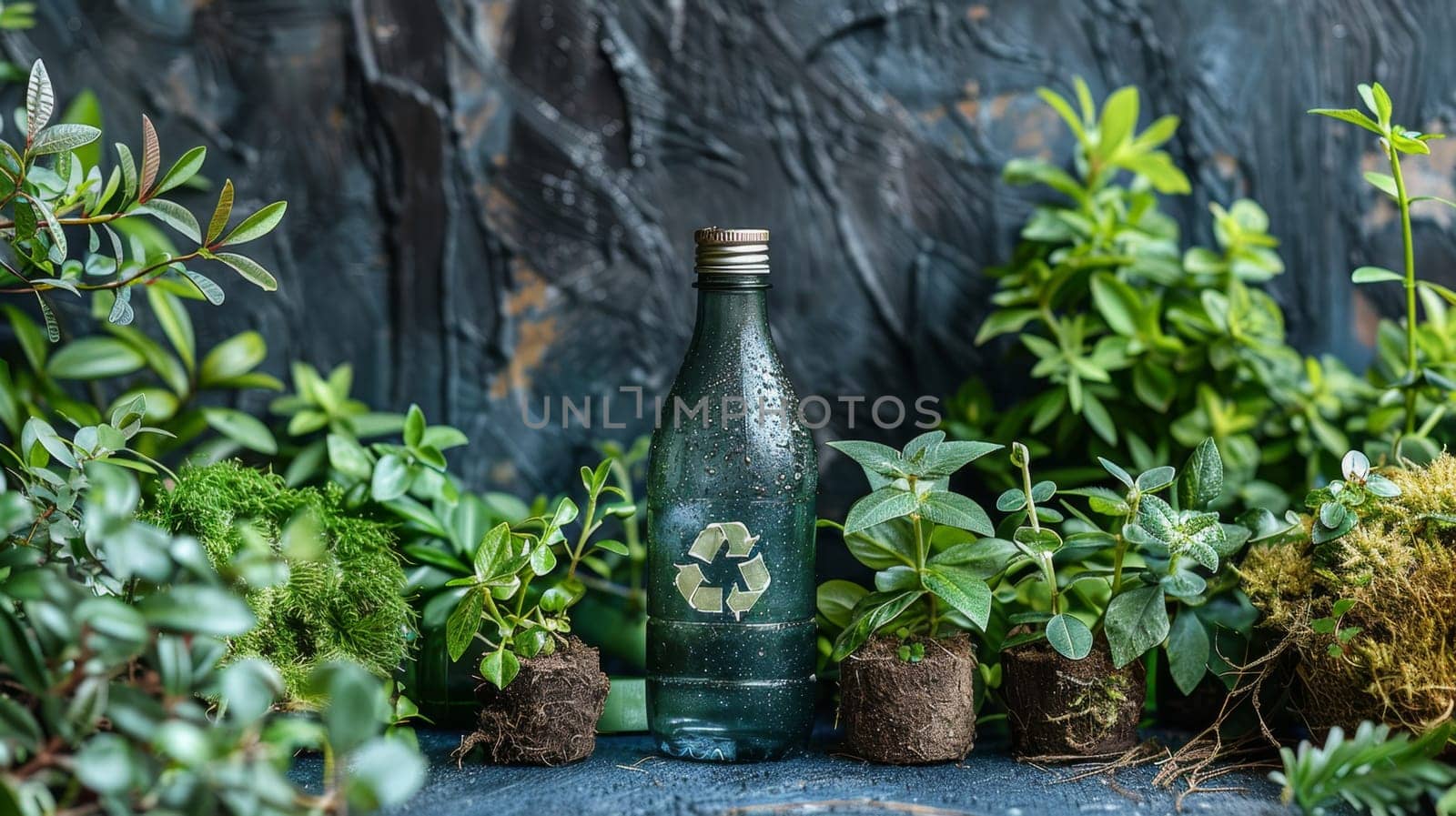 Collection of different green plants in different pots. Ecological theme.