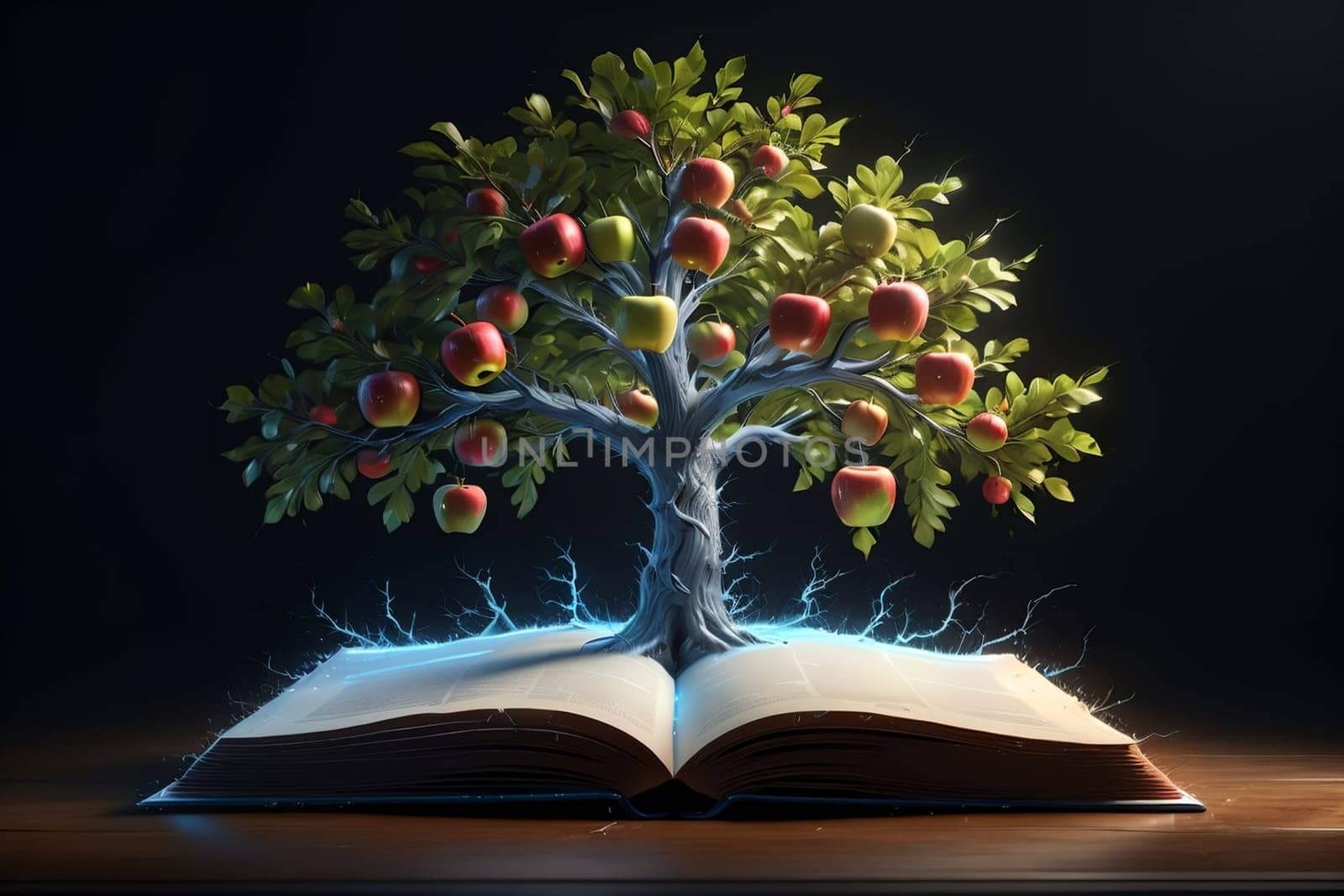 open book and tree of knowledge, abstract background by Rawlik
