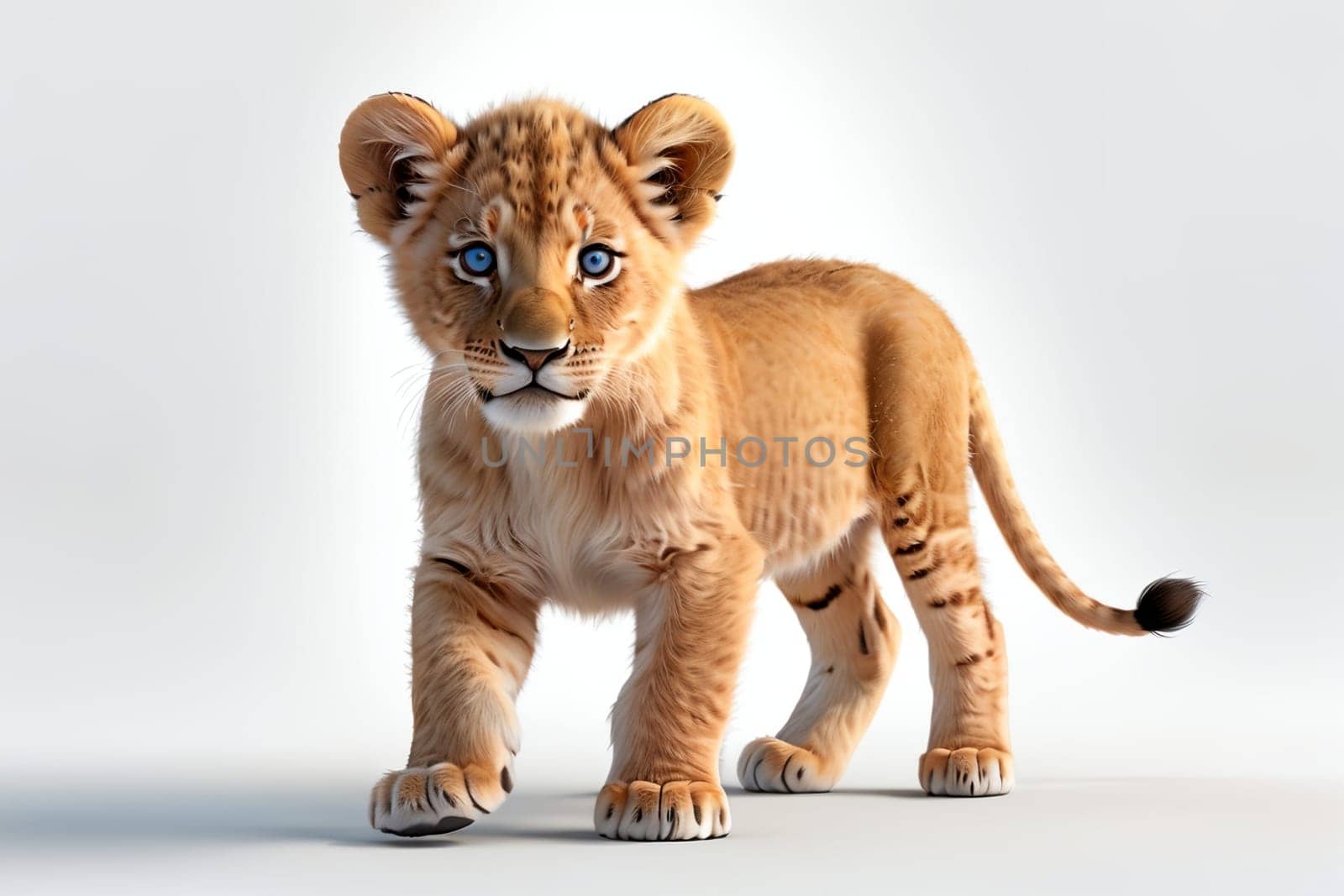cute tiger cub portrait,isolated on white background .