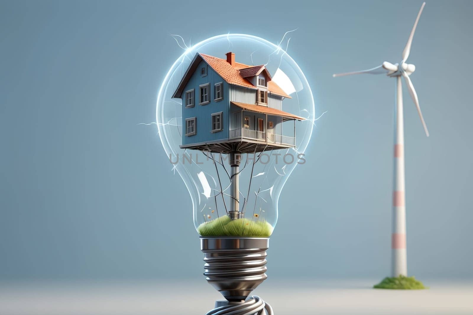 house and light bulb, alternative sources of electricity .