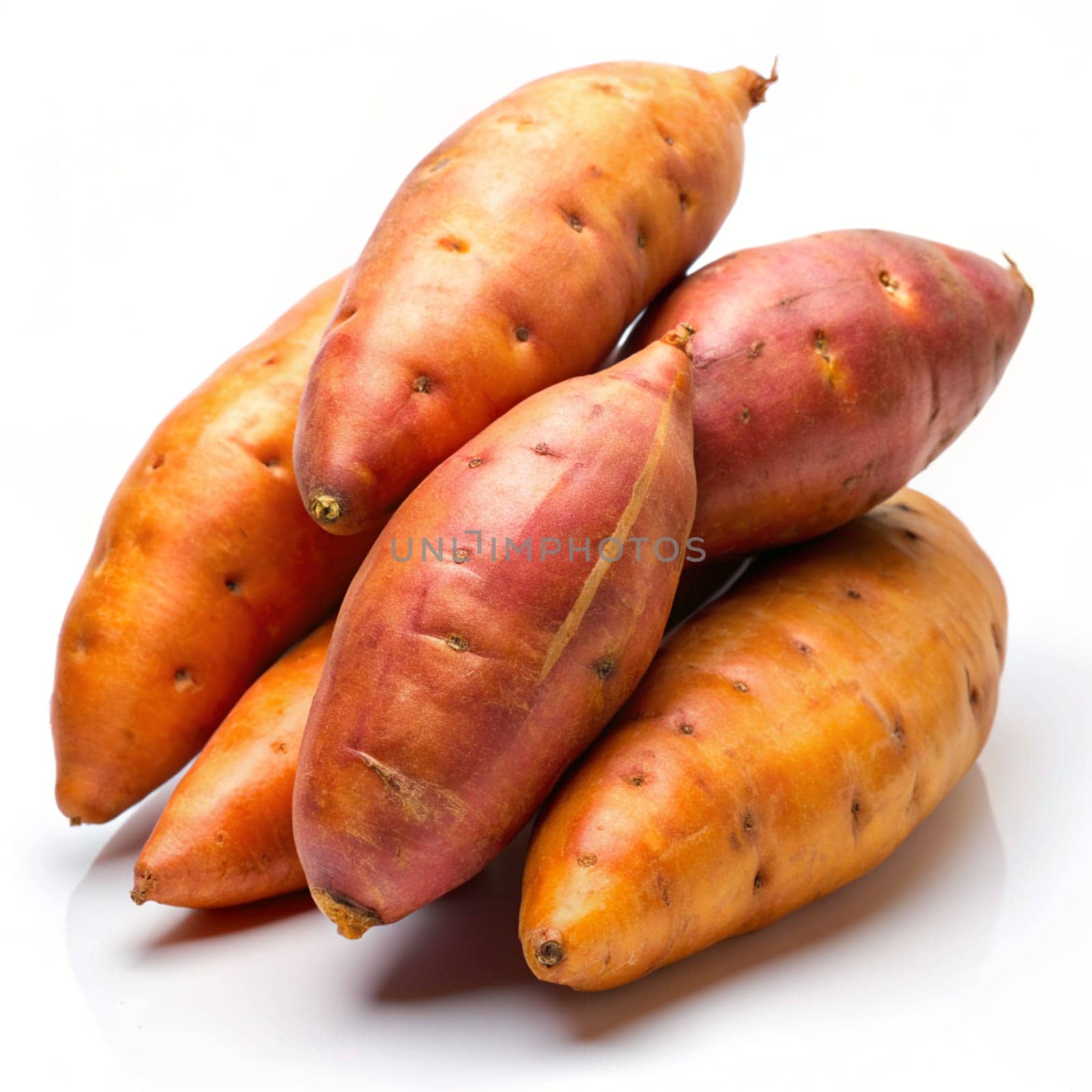 Sweet potatoes isolated on white background. Ai generated by alenamoore