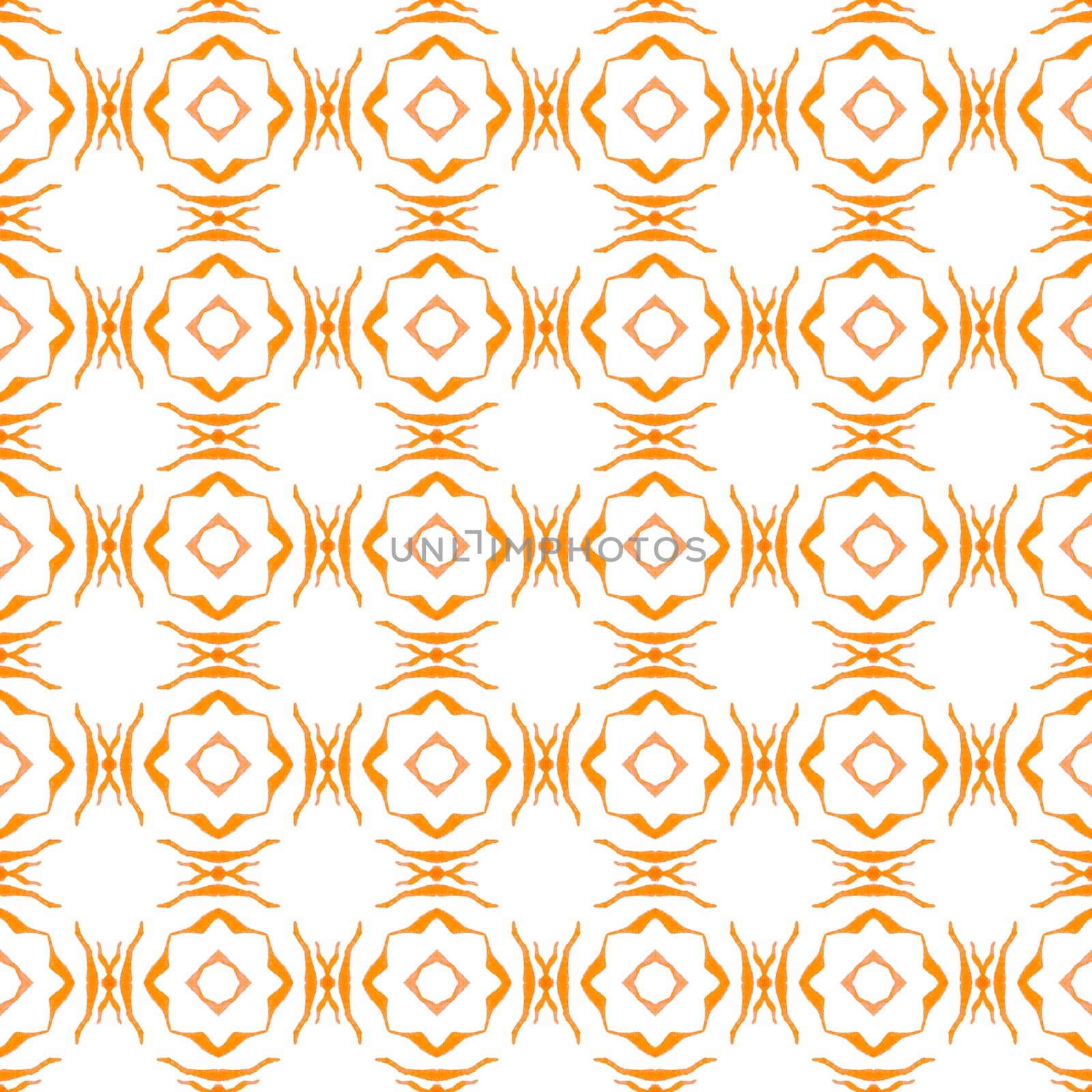 Summer exotic seamless border. Orange delightful boho chic summer design. Textile ready imaginative print, swimwear fabric, wallpaper, wrapping. Exotic seamless pattern.