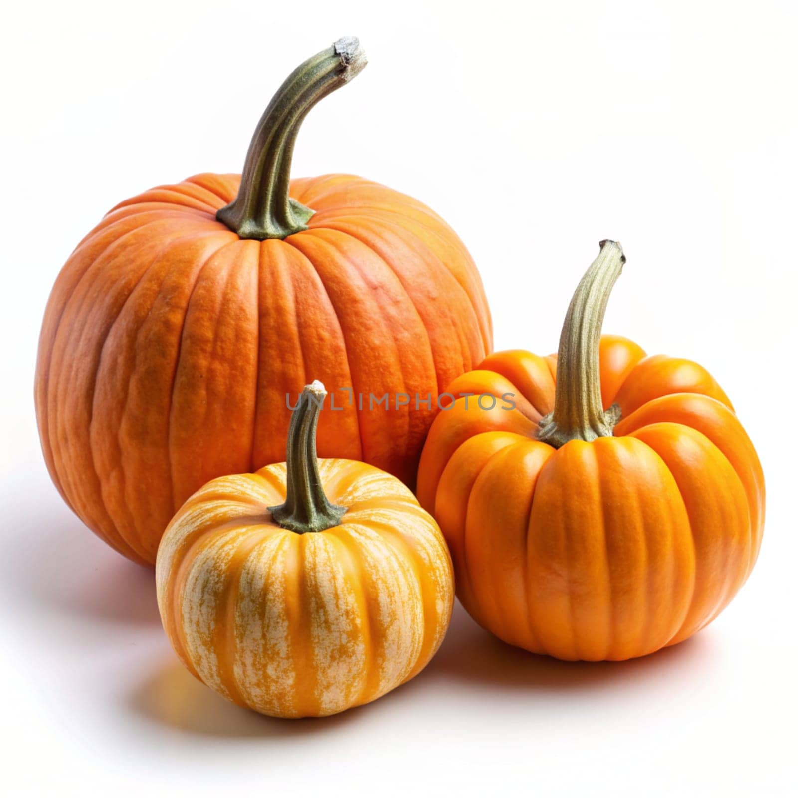 Pumpkins isolated on the white background. Fresh pumpkin fruits isolated on white background. Ai generated by alenamoore