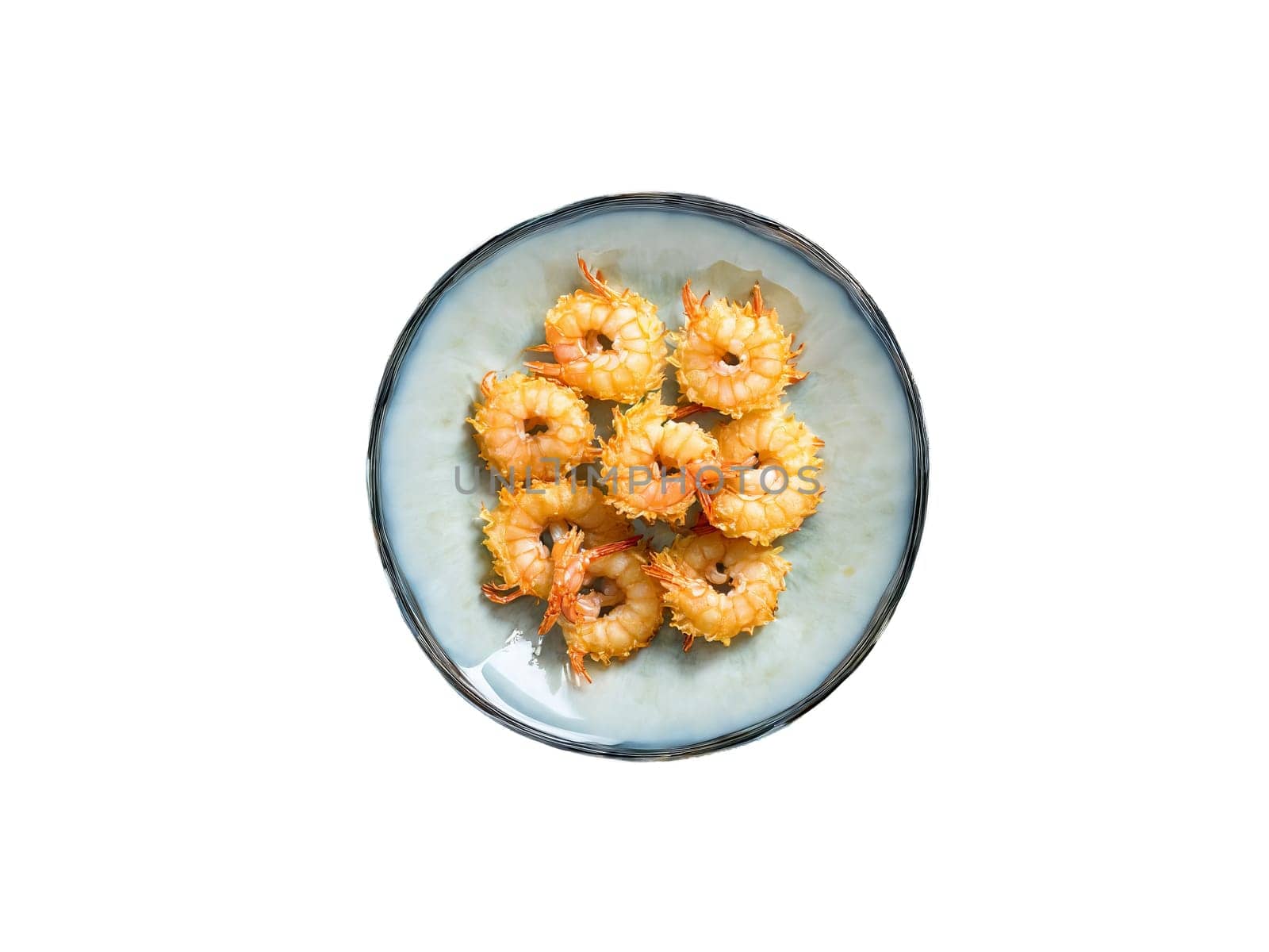 Ebi No Tempura Light and crispy shrimp tempura with a dipping sauce served. Food isolated on transparent background.