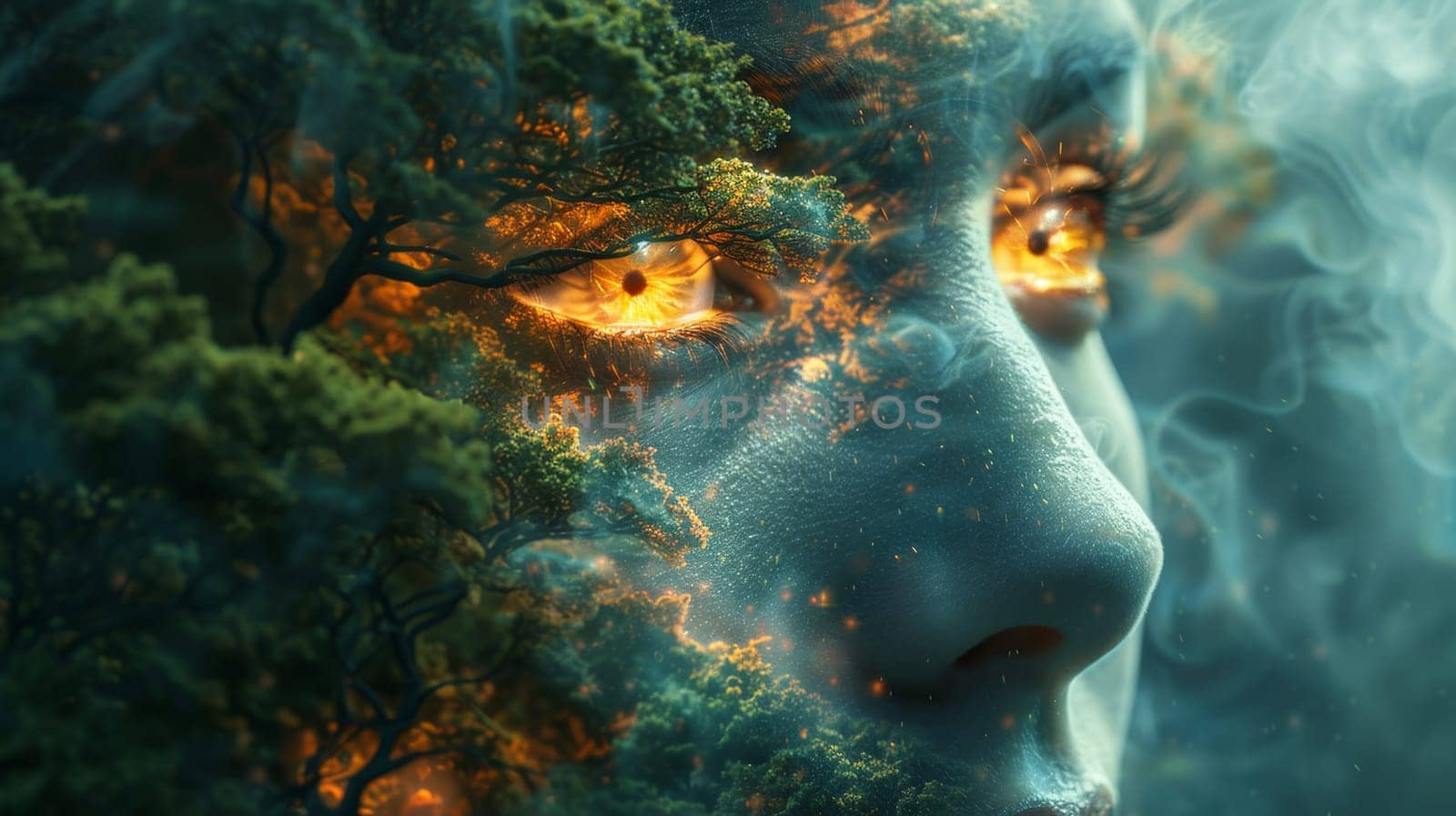 A futuristic portrait of a girl in an ecological world. using eco-future technologies in the ecosystem by Lobachad