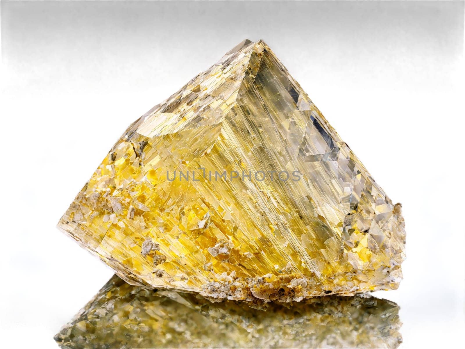Stone isolated on transparent background. Orthoclase A pale yellow orthoclase feldspar with a sharp glassy finish captured in mid air.