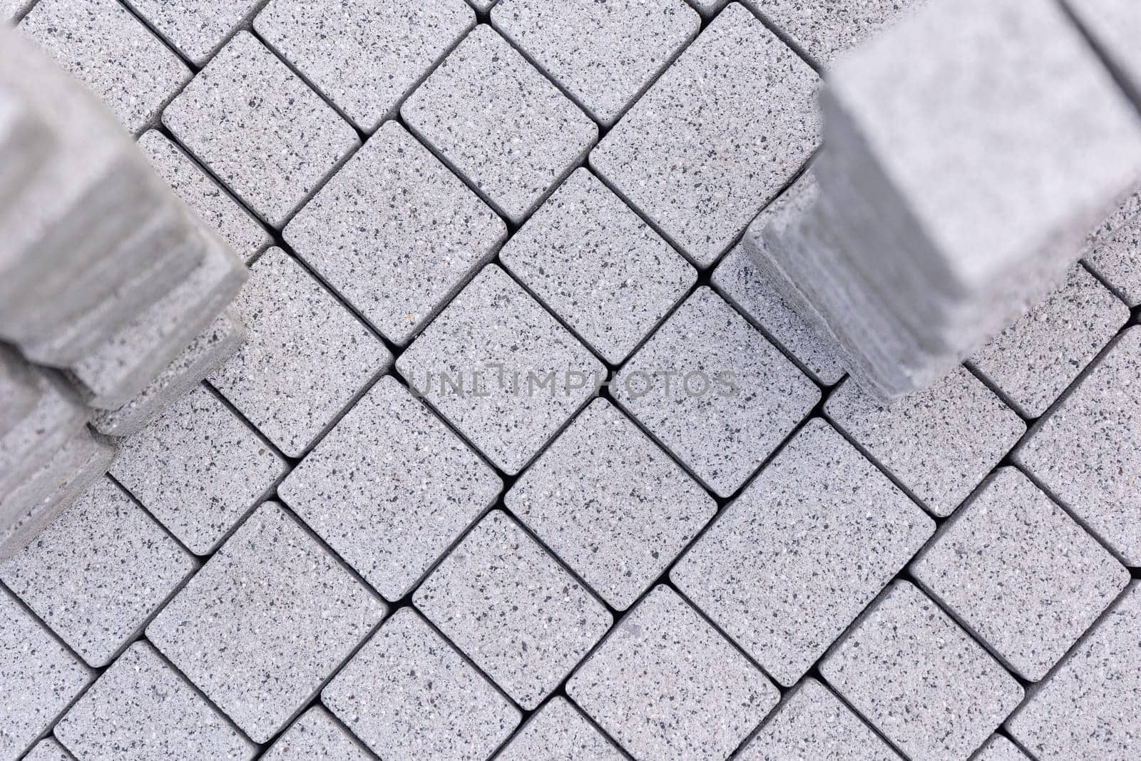 Detail to building new interlocking paving, industrial concept