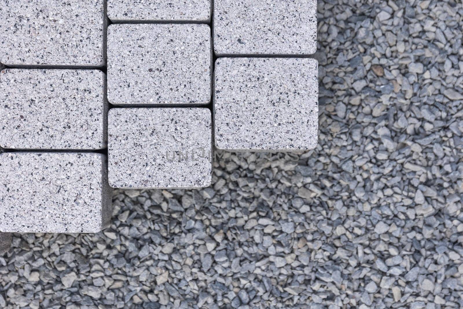 Detail to building new interlocking paving, industrial concept