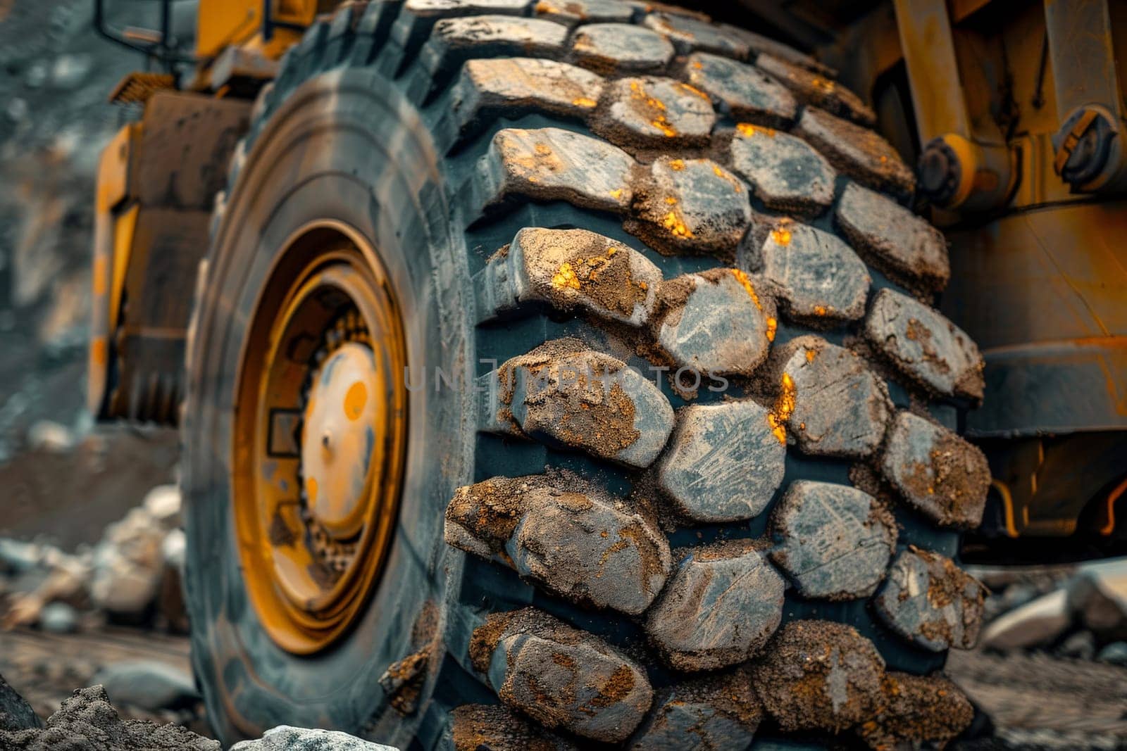 Big Yellow Mining Truck in Anthracite Coal Open Pit Mine Industry. Generative AI.