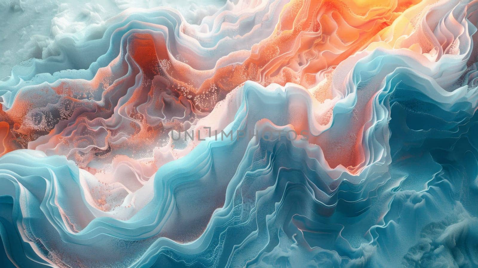 A background depicting a powerful multicolored wave of water. Wavy colored texture.