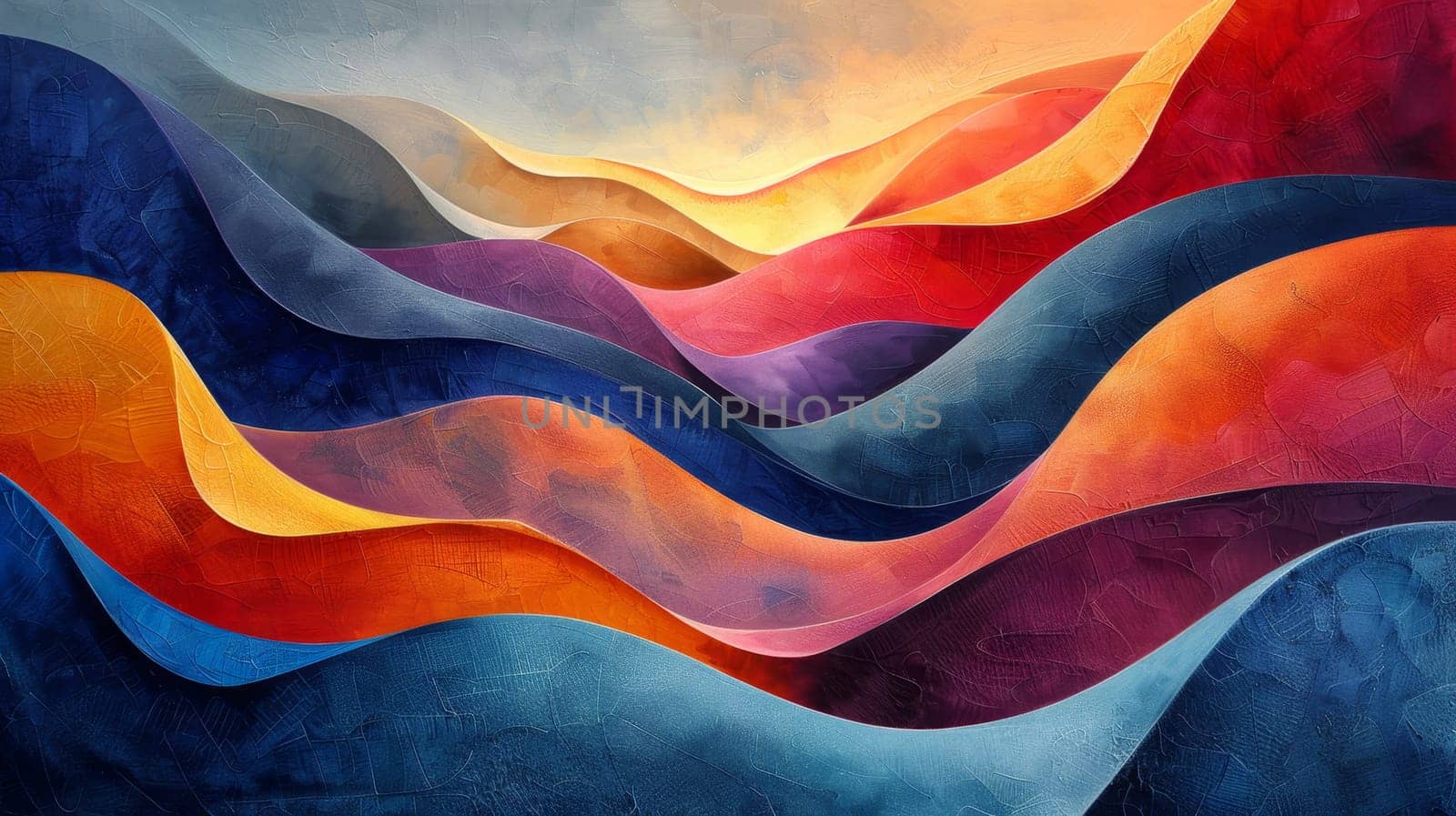 A background depicting a powerful multicolored wave of water. Wavy colored texture.