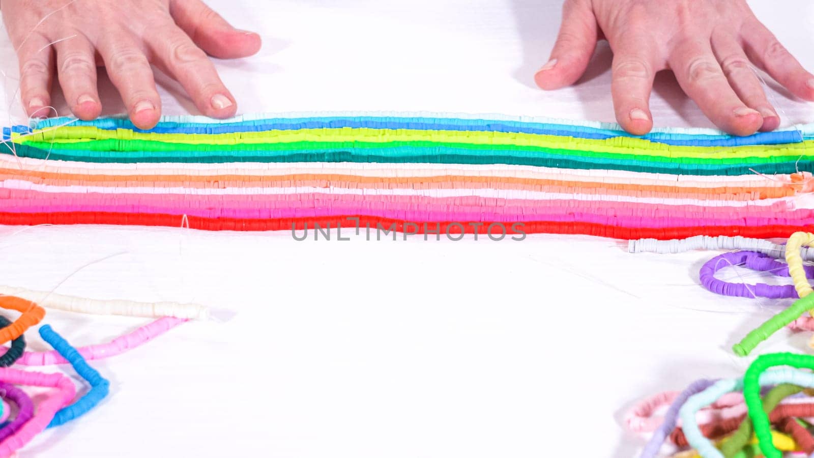 Rainbow Array of Clay Bead Strands by arinahabich