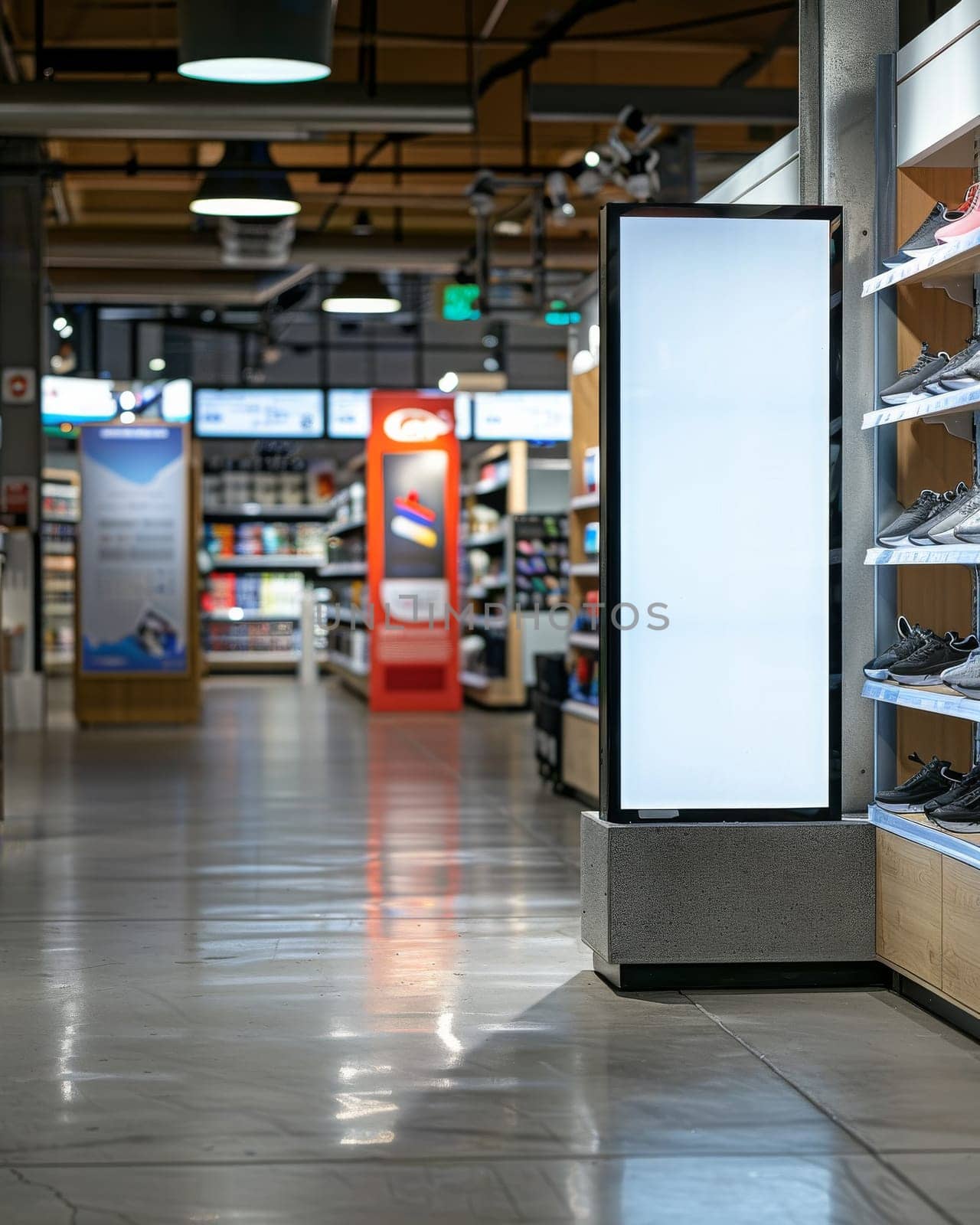 A store with a white sign on the wall.