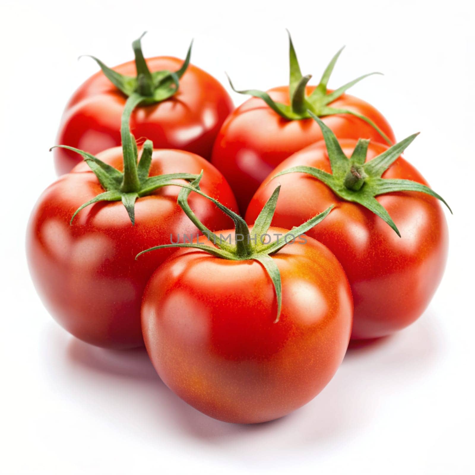 Delicious red tomatoes, isolated on white background. Ai generated by alenamoore