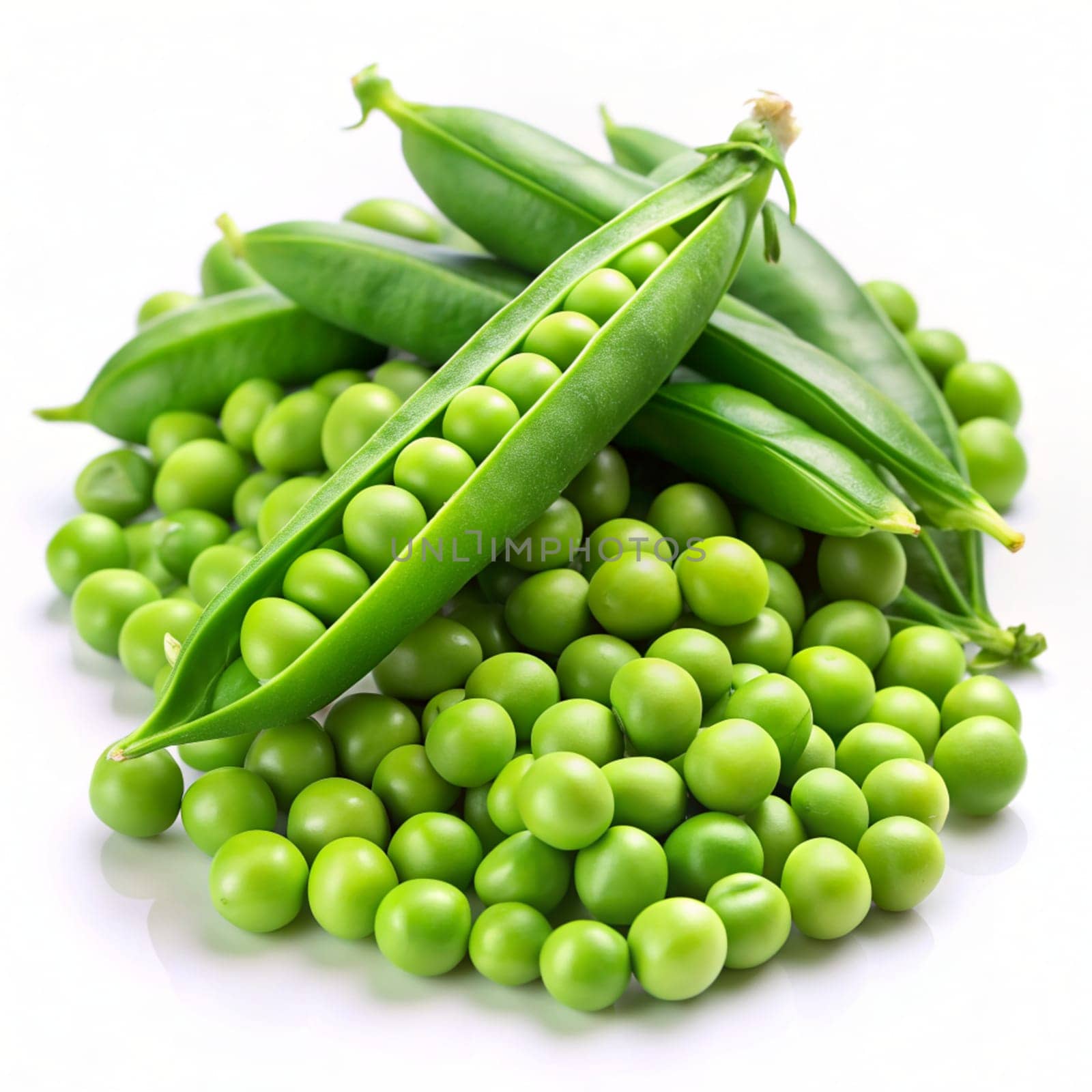 Green pea vegetable bean isolated on white background. Ai generated image