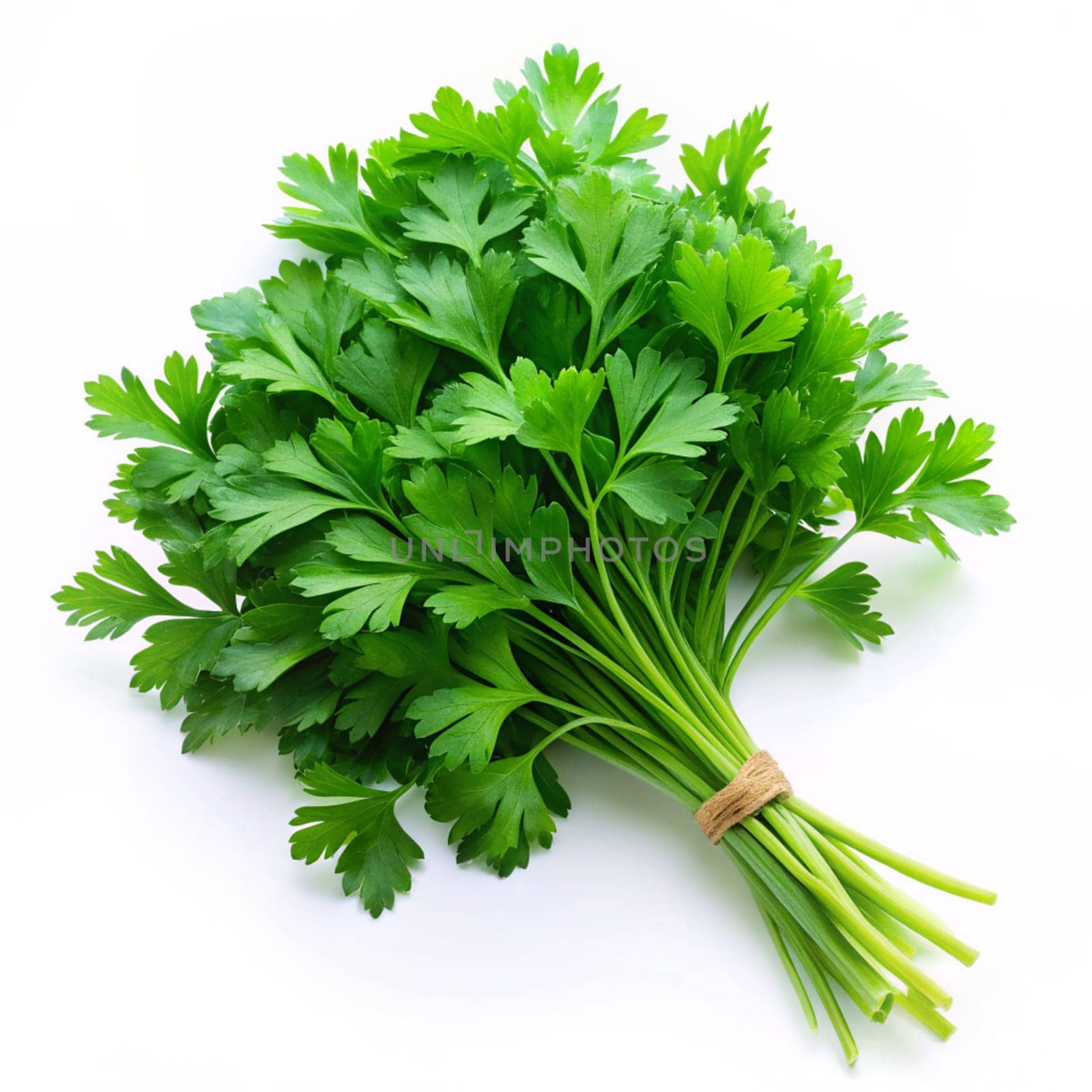 Parsley bunch, isolated on white background. Ai generated by alenamoore