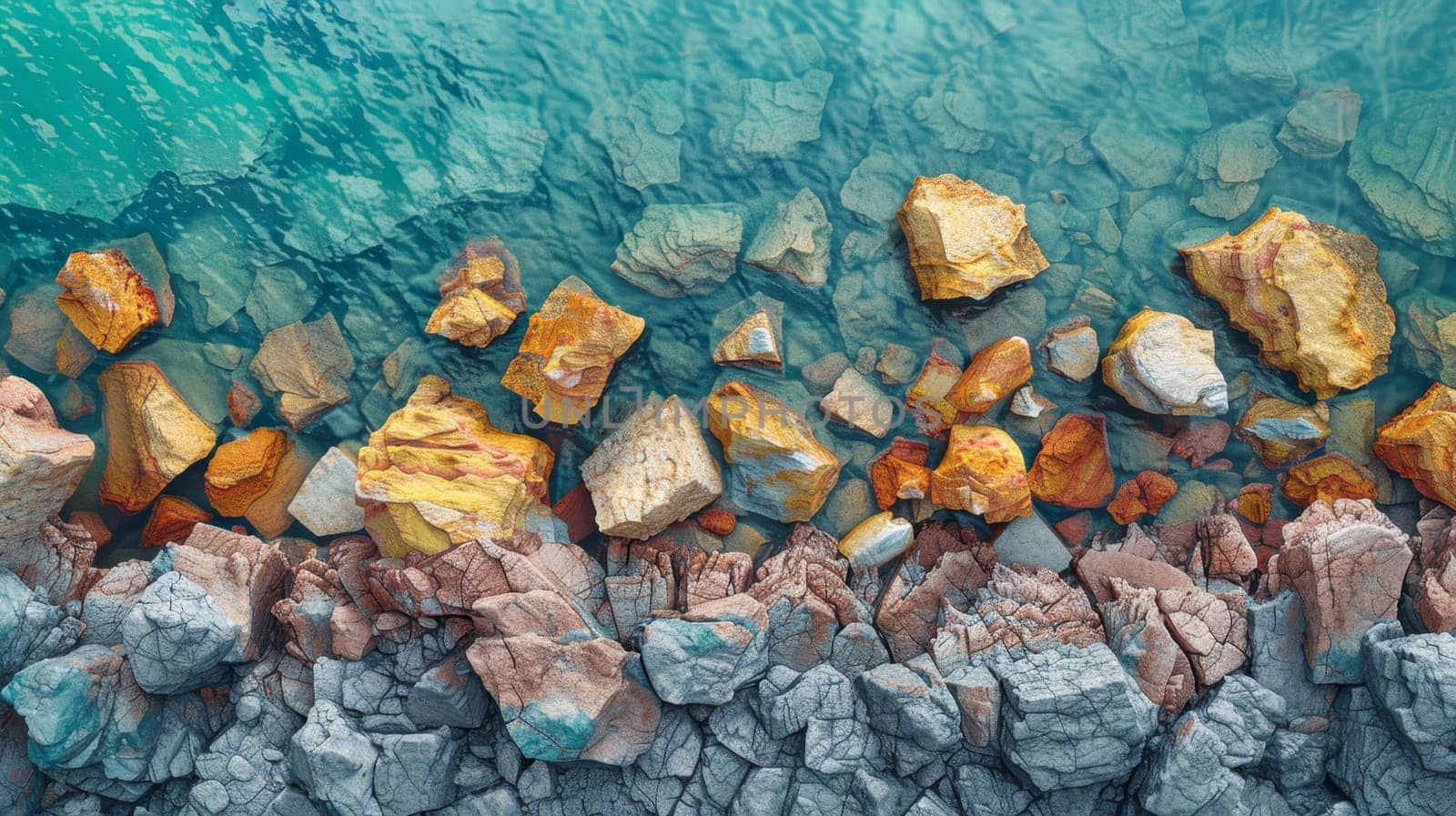 Abstract background of river stones of different structures. Stone background.